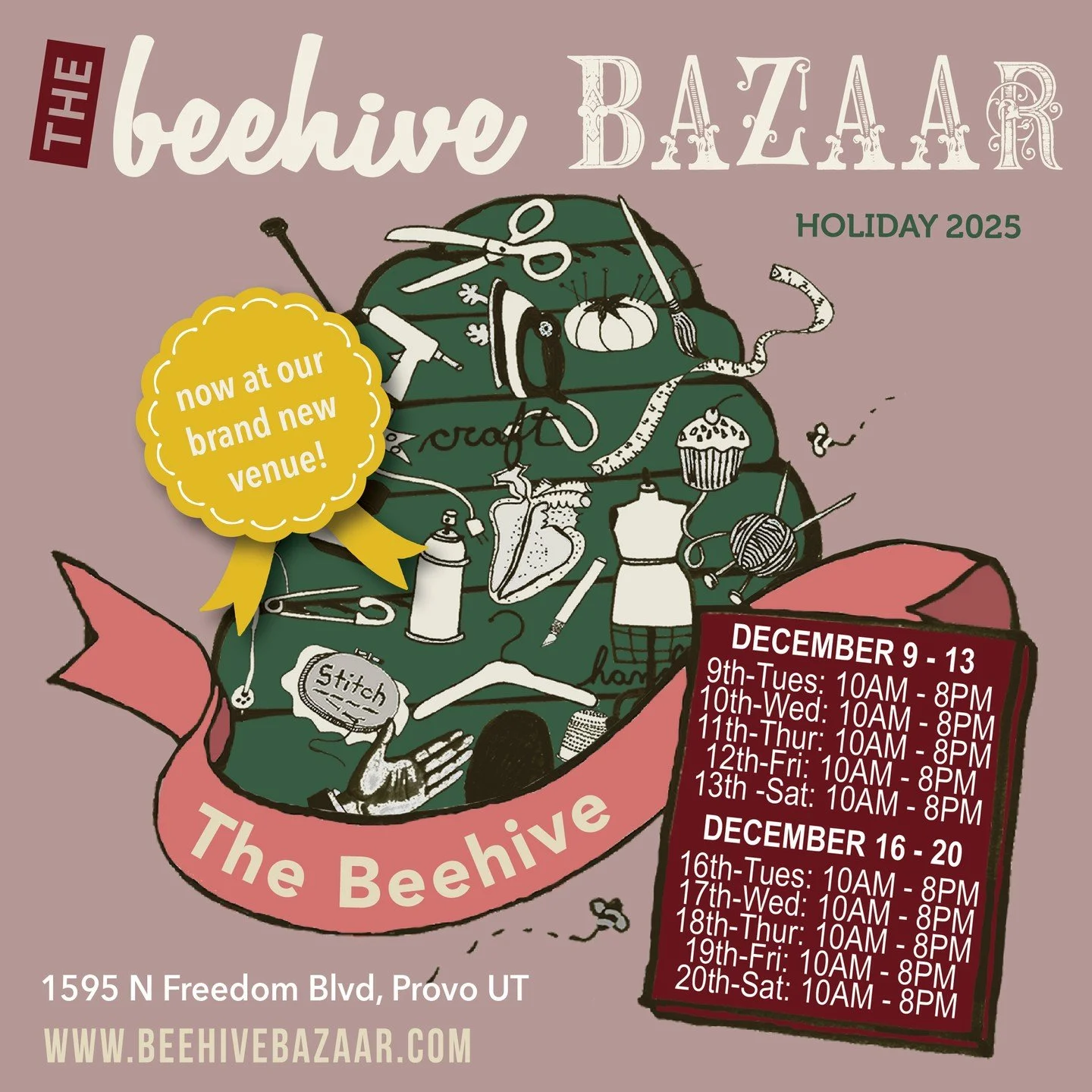 Happy December! (how is time going so quickly?) The Holiday Beehive Bazaar starts today! It's my last market of the year &amp; the perfect place to find unique handmade Christmas gifts. Location &amp; hours can be found on the flyer.