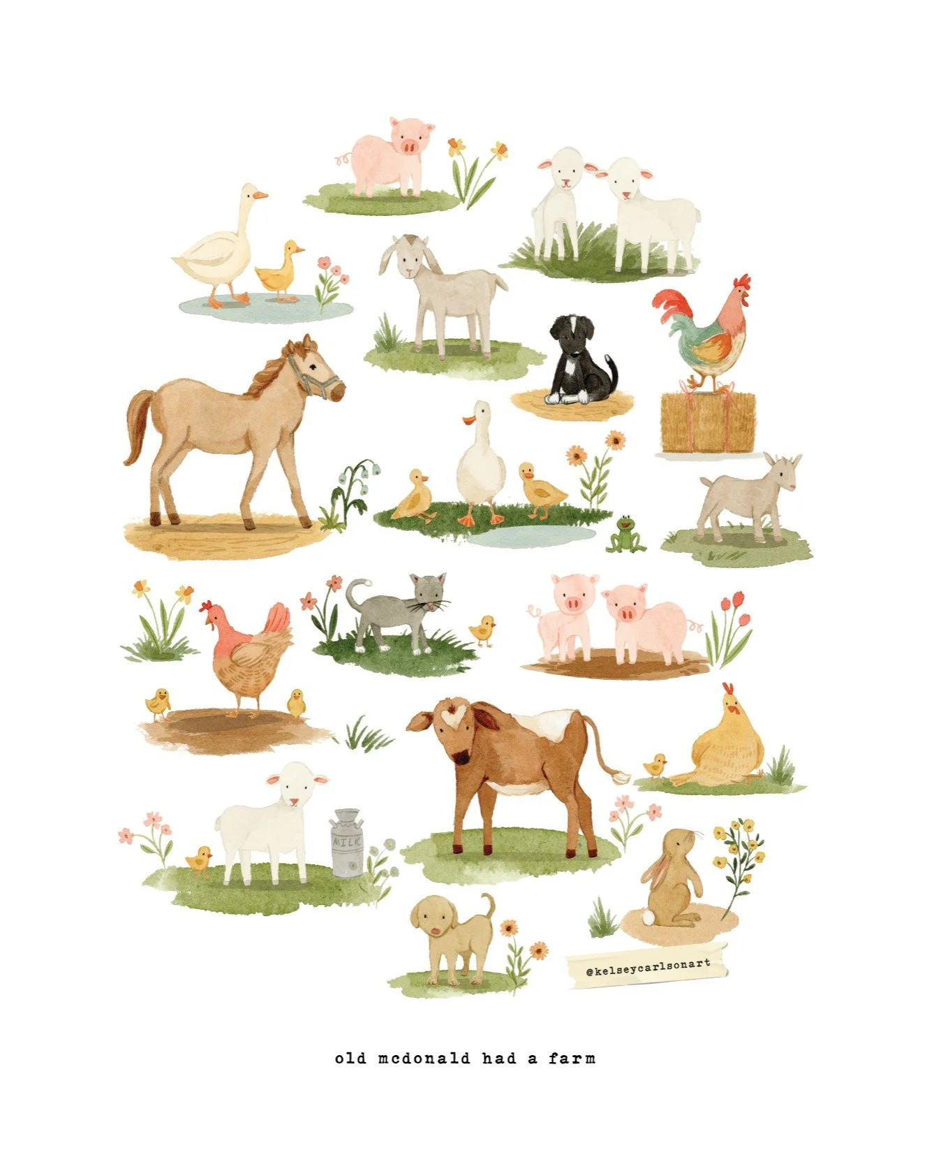 I'm so excited to show you a little sneak peek at what's coming in my next @rileyblakedesigns collection. It's full of the cutest little watercolor farm animals &amp; is going to be called "Lil Farm Friends". I'm pretty sure it will hit sto