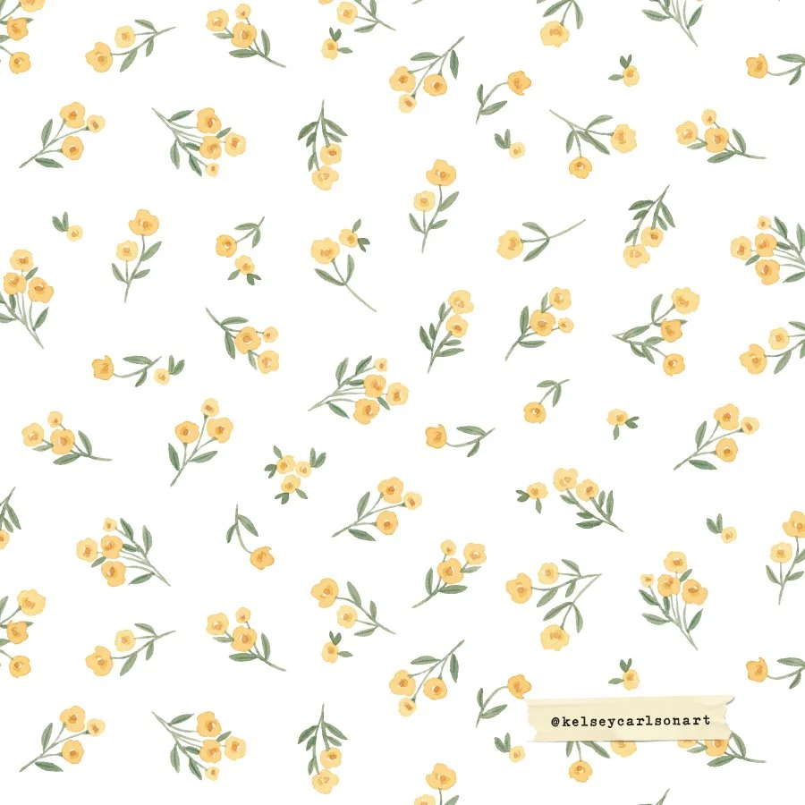 Happy Monday! I just finished creating this pretty simple yellow stem pattern &amp; wanted to share it quickly before work time is over, naps for the almost 3 year old are over &amp; preschool pick up happens. May your day be lovely!

#kelseycarlsona