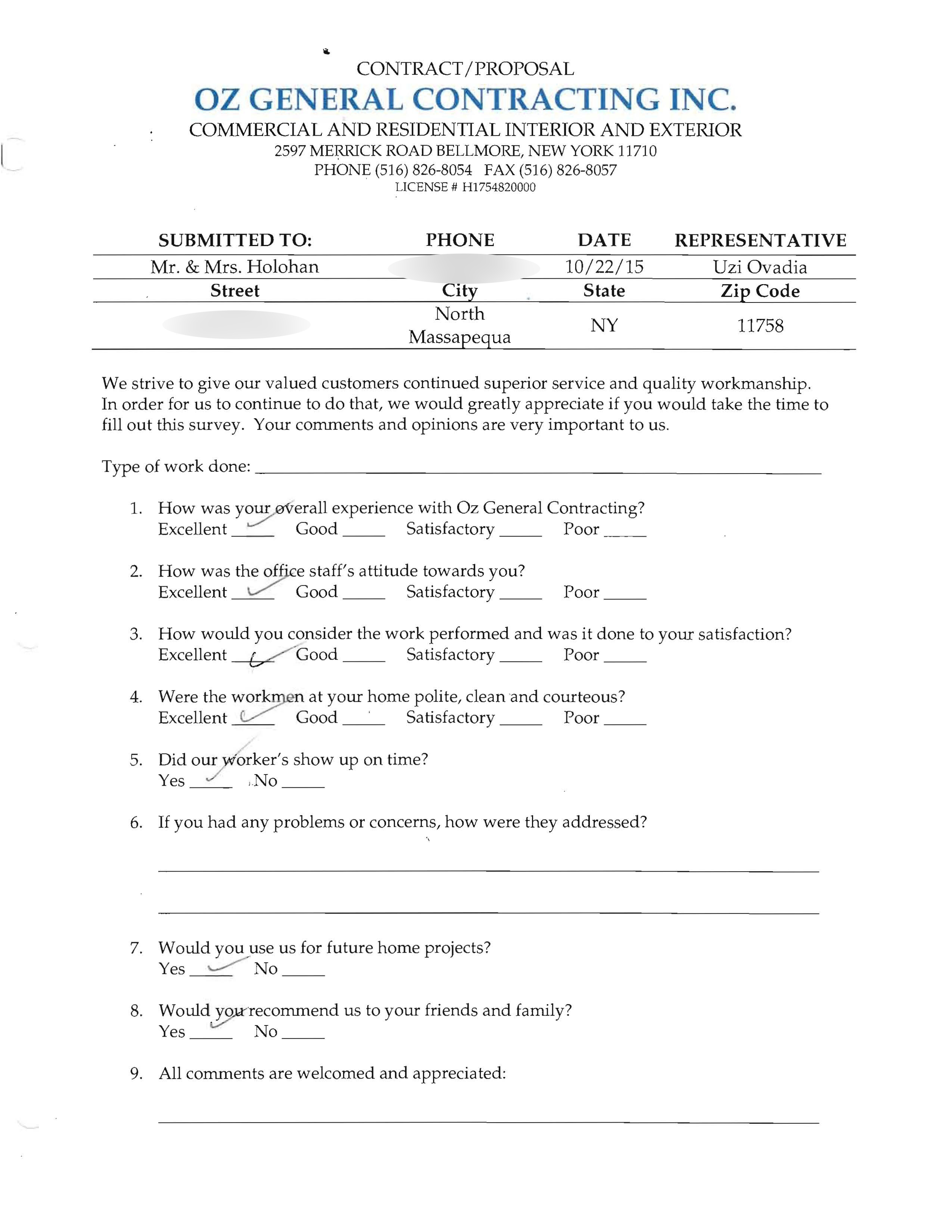 CUSTOMER SURVEY - HOLOHAN