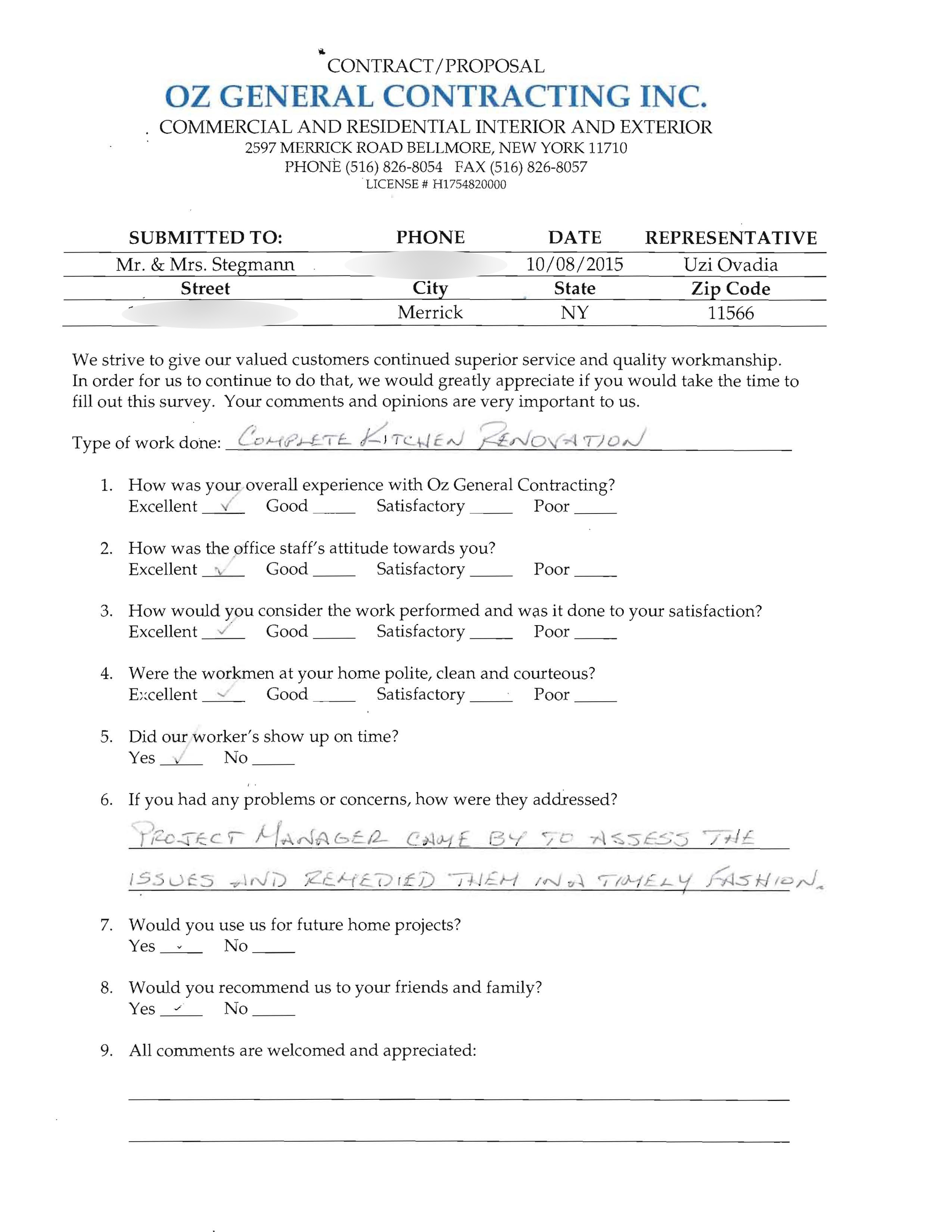 CUSTOMER SURVEY - STEGMANN