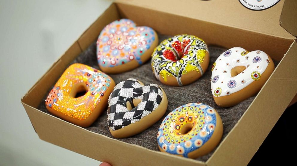 These doughnuts made by Jae Yong Kim are decorated with Swarovski crystals.
