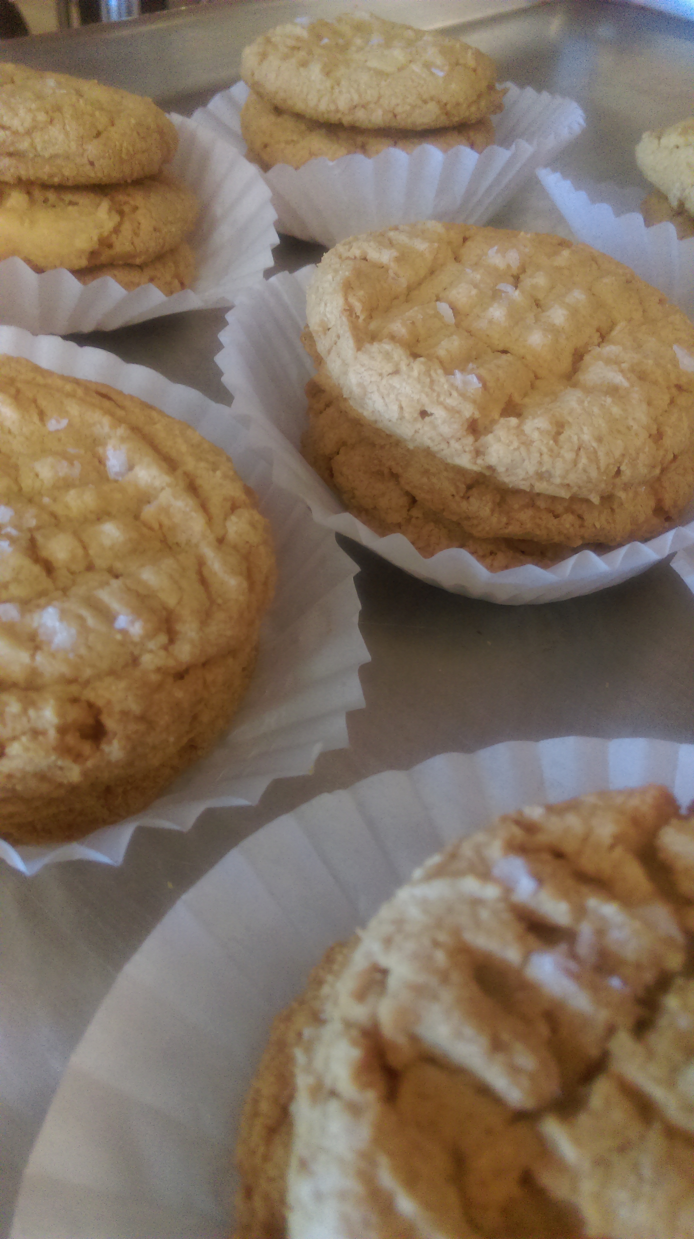 Gluten-free peanut butter cookies with Maldon sea salt flakes