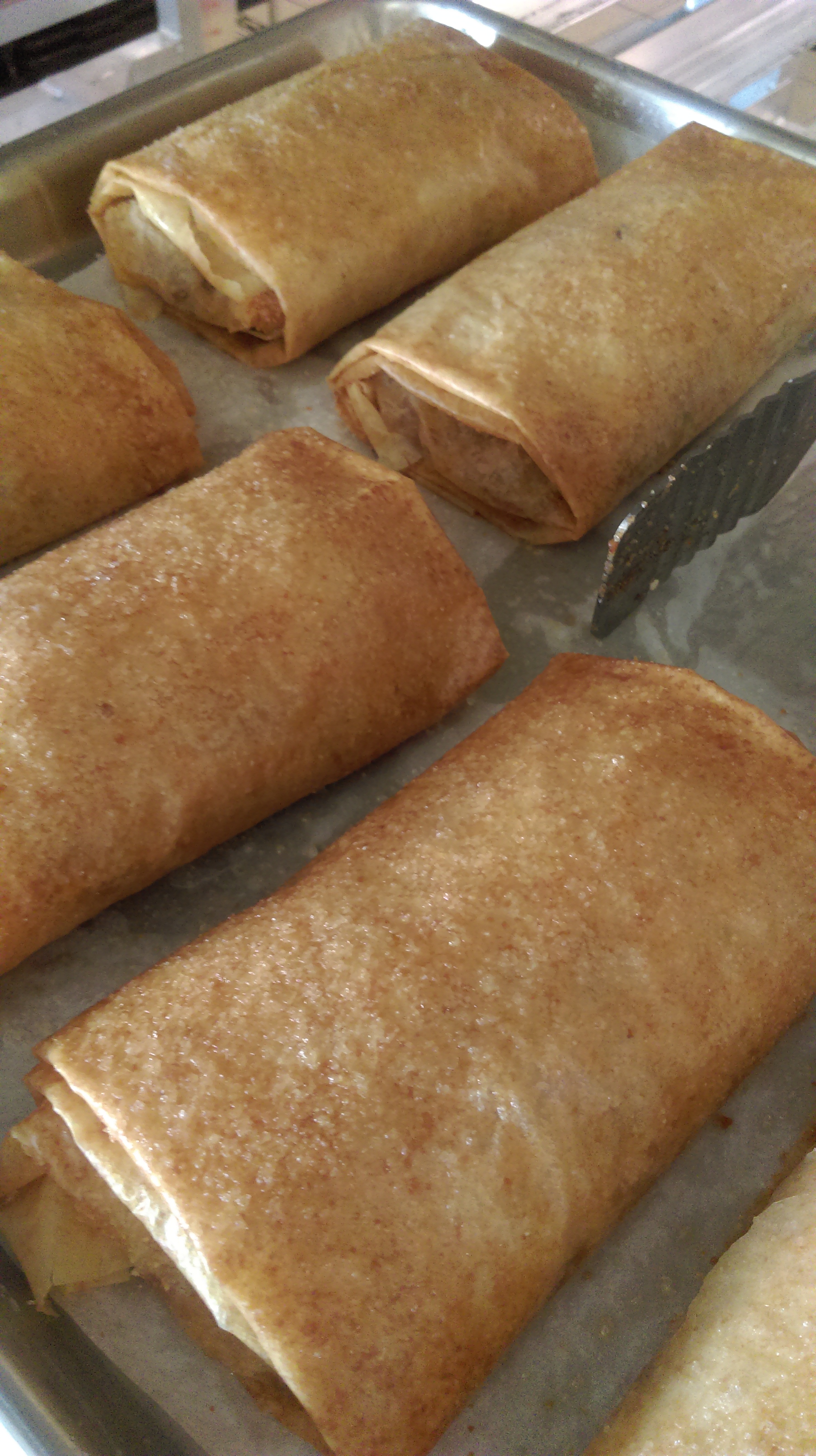 Hungarian Apple Strudel with walnuts and golden raisins