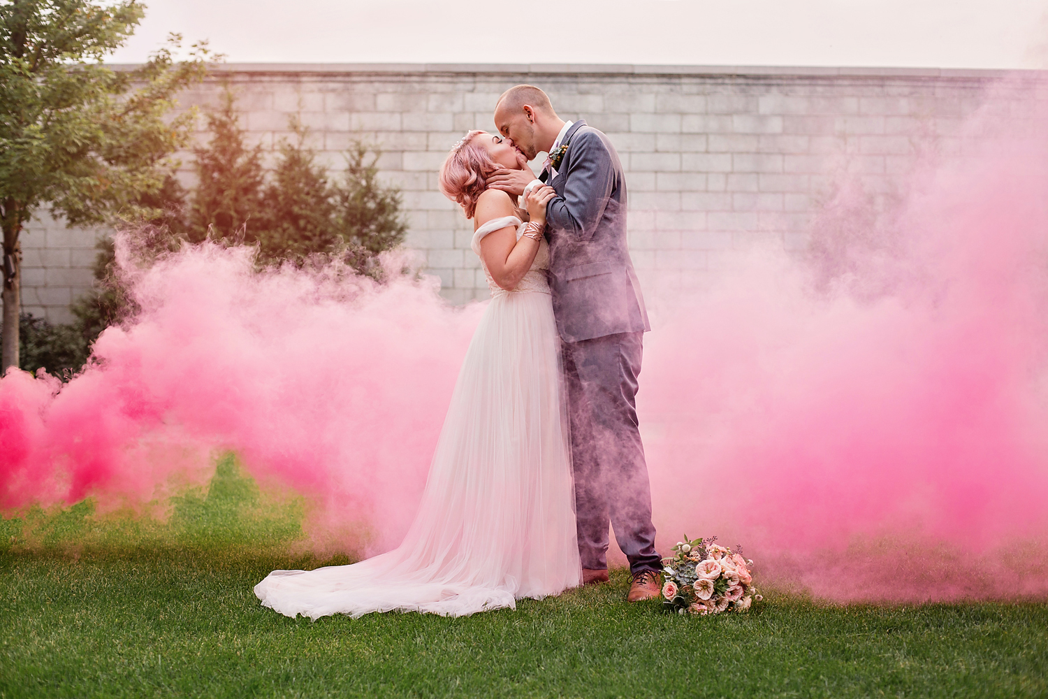  Pretty in pink. &nbsp;Pink smoke bomb photo. 