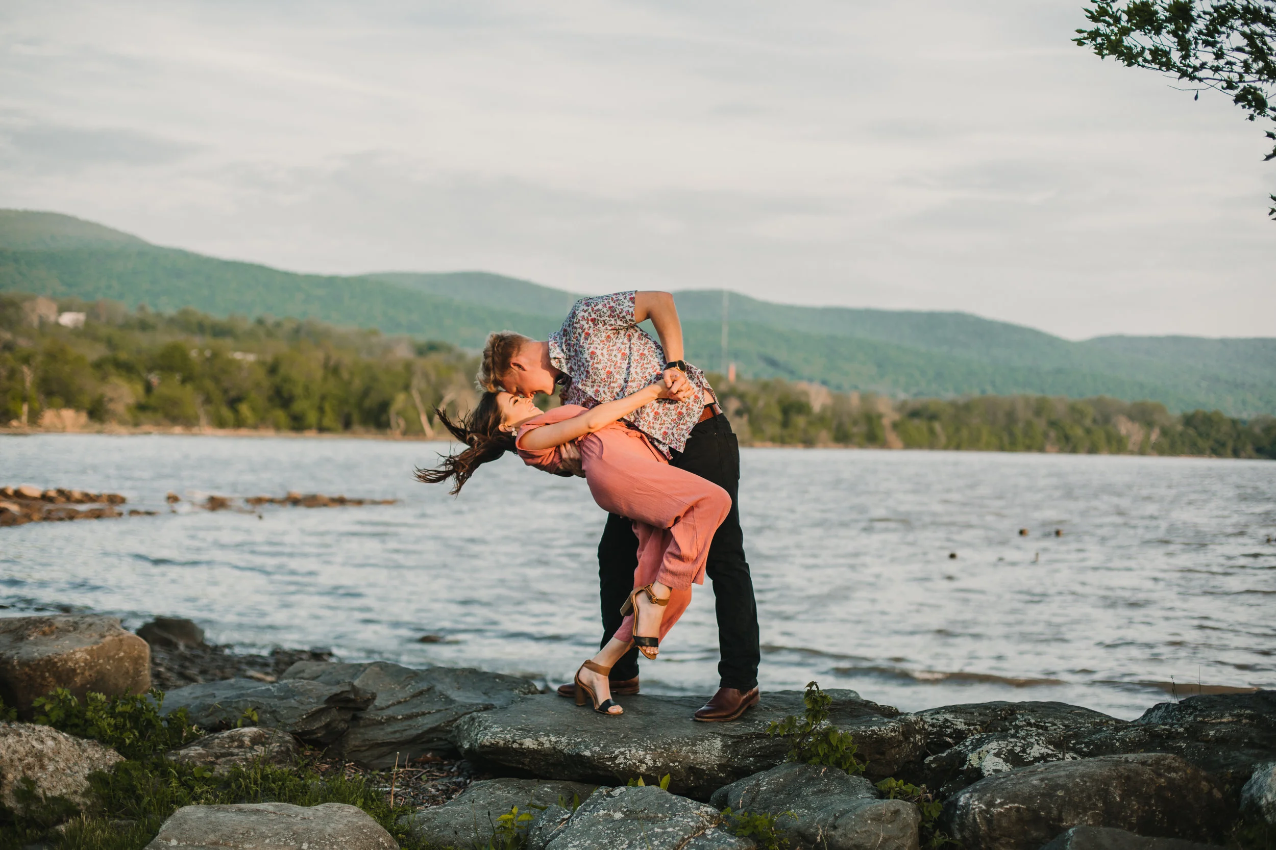 The classic dancing dip photo with the view of the Hudson Valley mountains - Long Dock Park, Beacon, NY