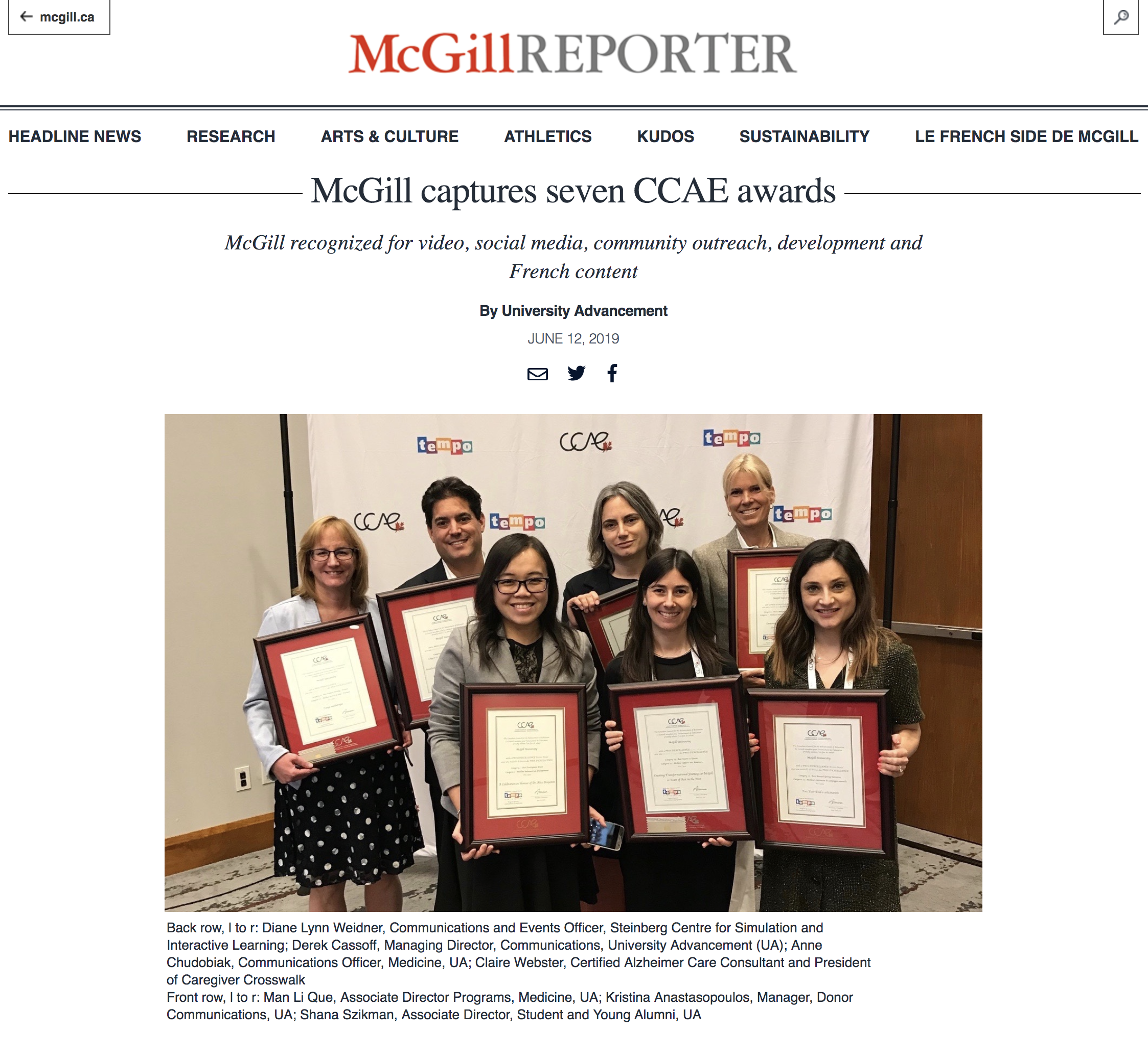 McGill Reporter - McGill Captures Seven CCAE Awards