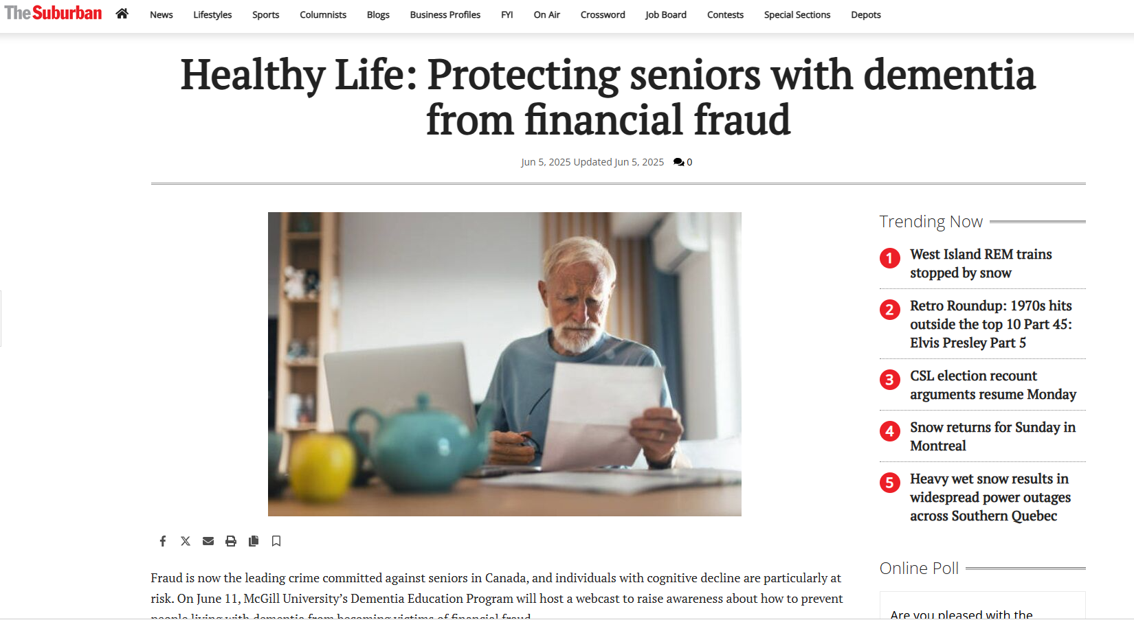 The Suburban - Healthy Life: Protecting seniors with dementia from financial fraud (2025)