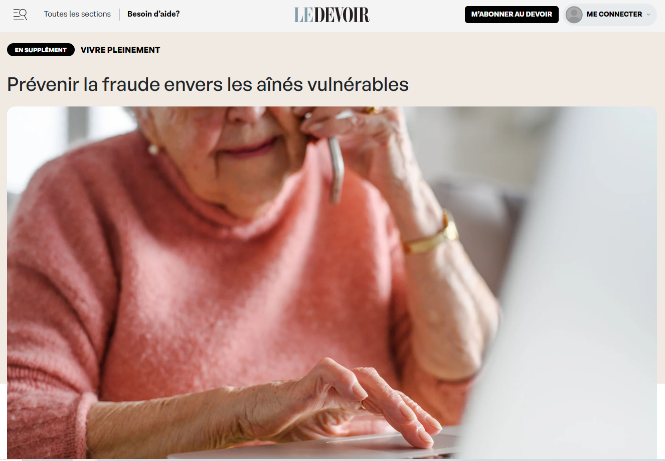 Le Devoir - Prévenir la fraude envers les aînés vulnérables (2025)