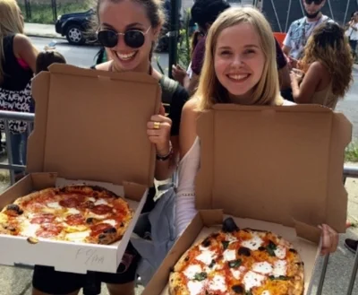 Food also helps form friendships! This is a picture of my friend Maija and I. Maija is from Finland, but lives in Boston. I met her at my old school in New York, and we immediately bonded over this pizza. In Brooklyn, there is a place called Robertas, which features an old open kitchen with Italian men handcrafting these pizzas. Although this was the most expensive pizza I’ve ever had in my life, it was also the best because I shared it with Maija and my two other friends, Jack and Clayton. It was the beginning of an amazing friendship. You can find it here: 261 Moore St, Brooklyn, NY 11206