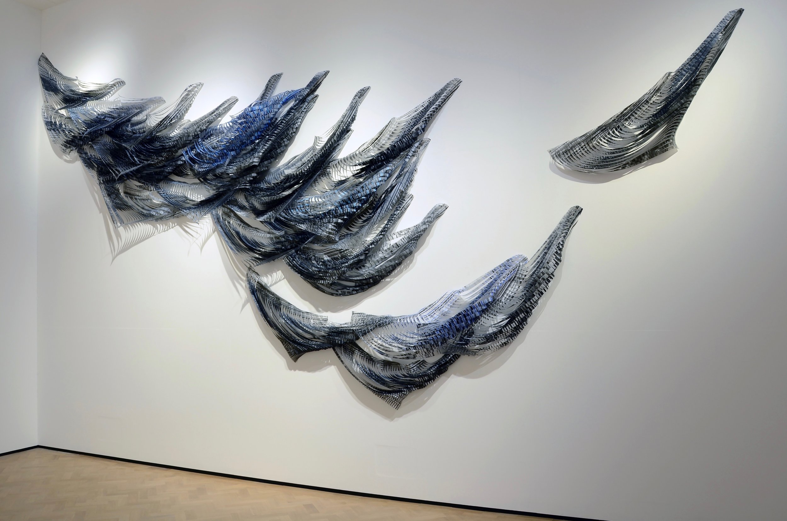 Jaanika Peerna Sublime Ooze Large wall installation (dimensions site specific), pigment and water on hand cut mylar in 40 elements attached to wall 2018