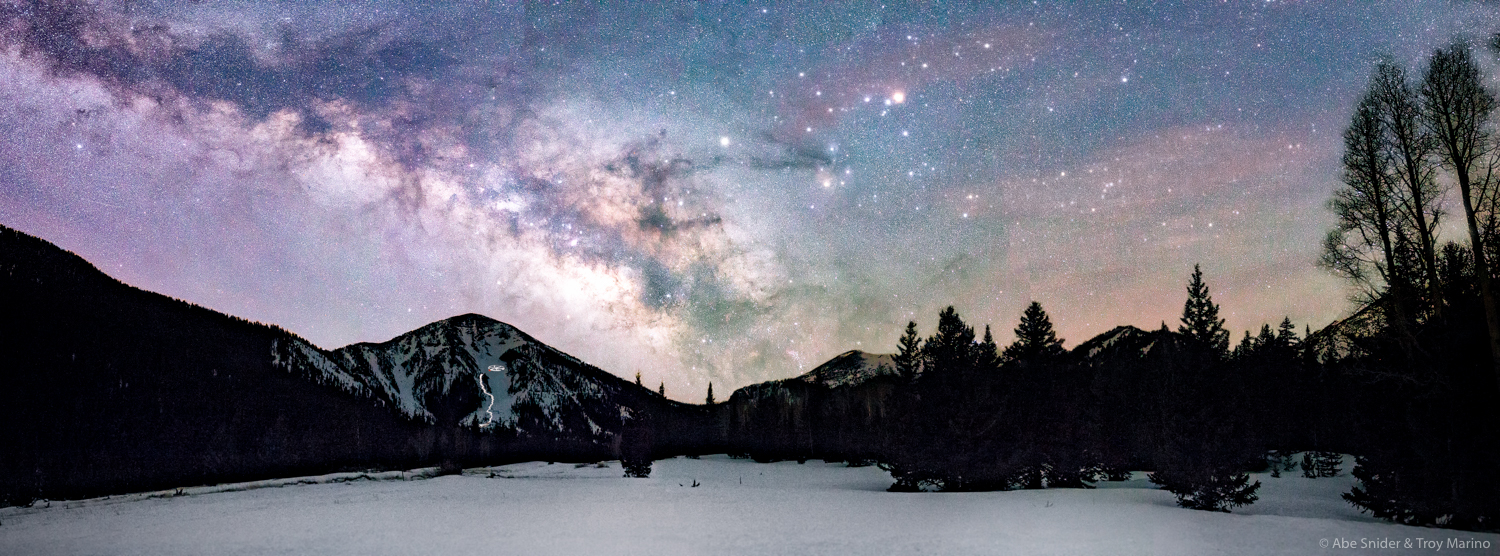 The night sky over the Inner Basin of the San Francisco Peaks in Northern Arizona.