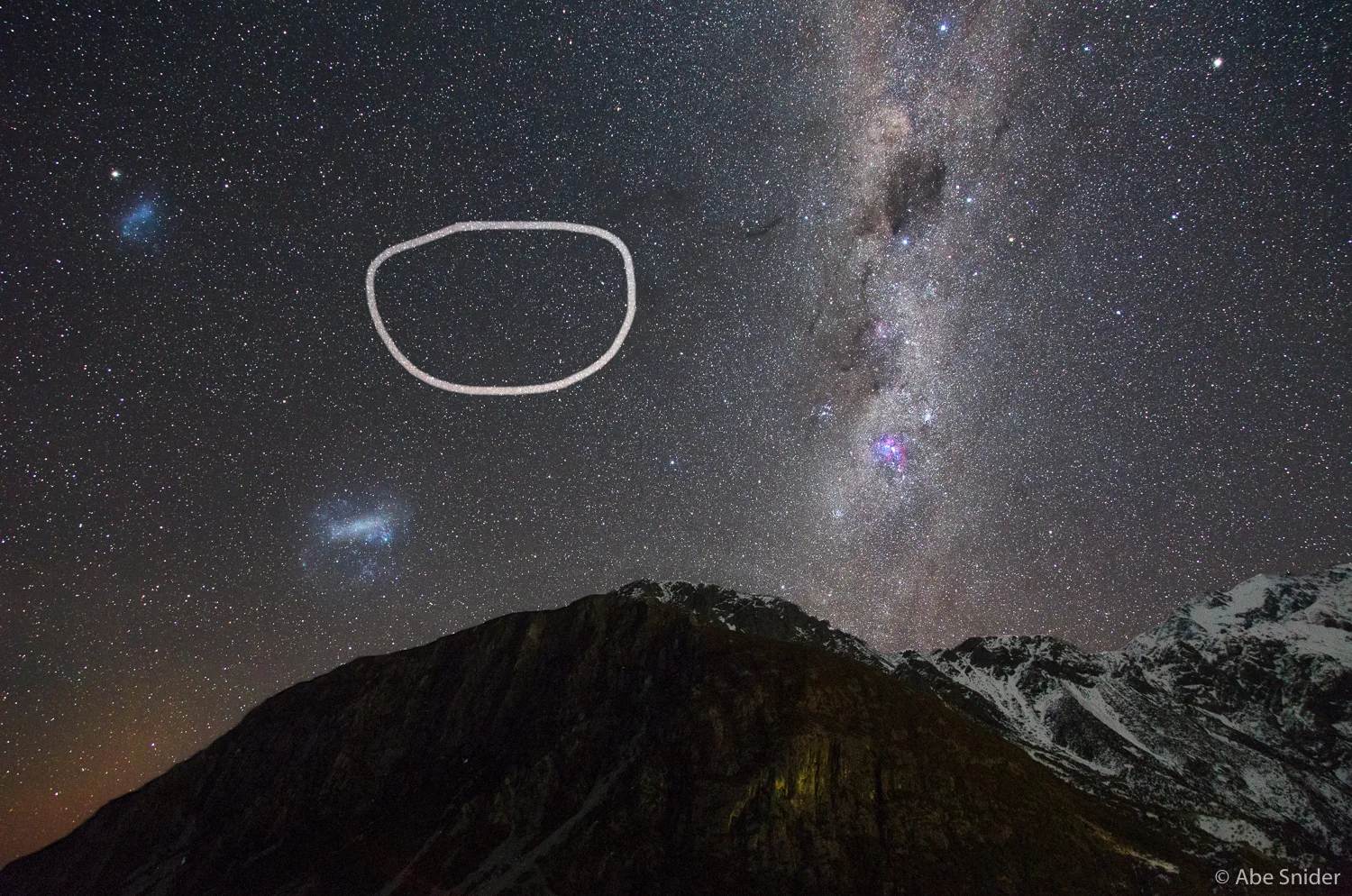 Rough approximation of Octans as seen from Mount Cook National Park in New Zealand. (Southern Hemisphere)