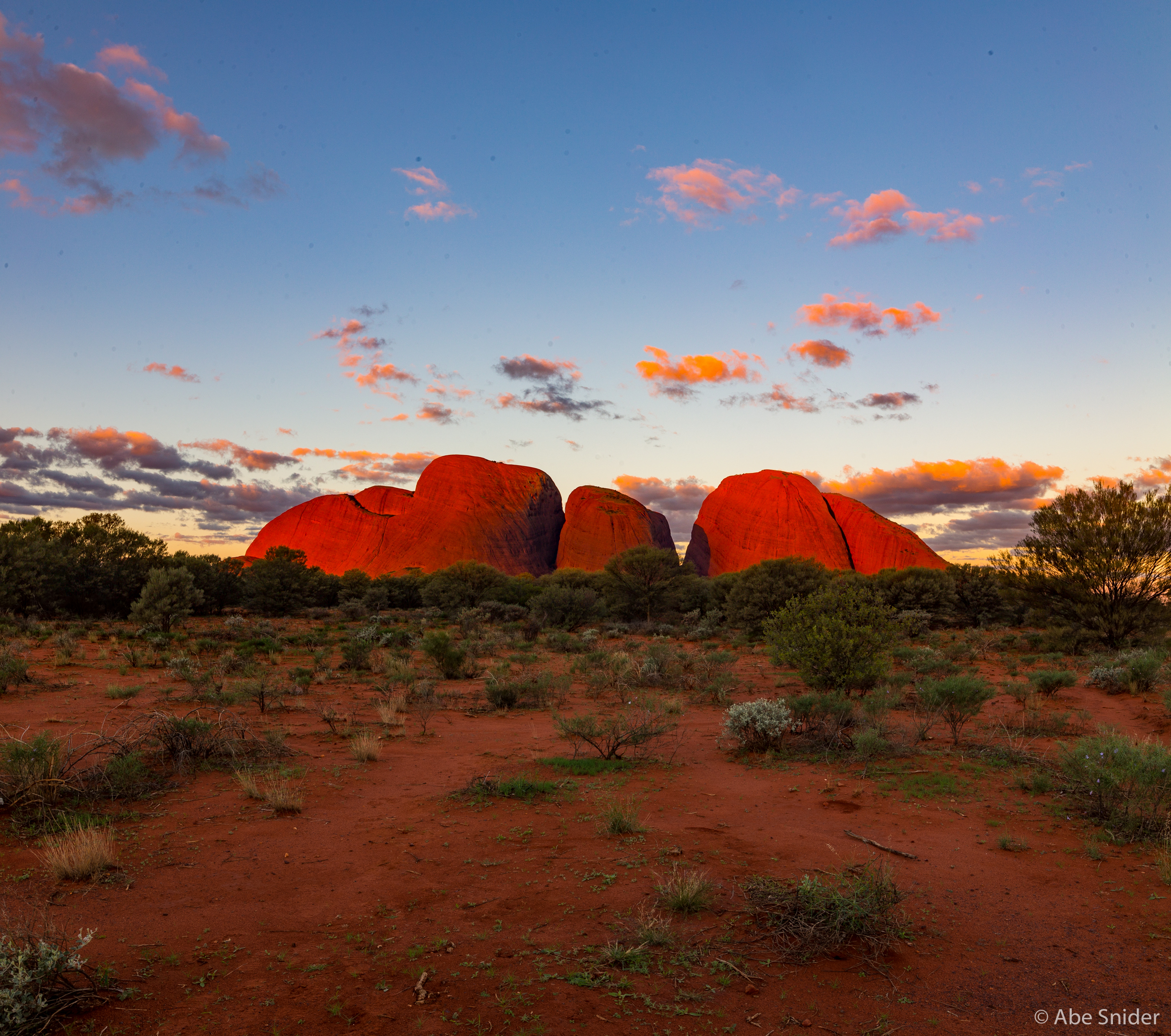 Kata Tjuta at sunset. 
