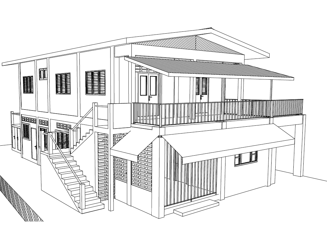  Perspective view of original house 
