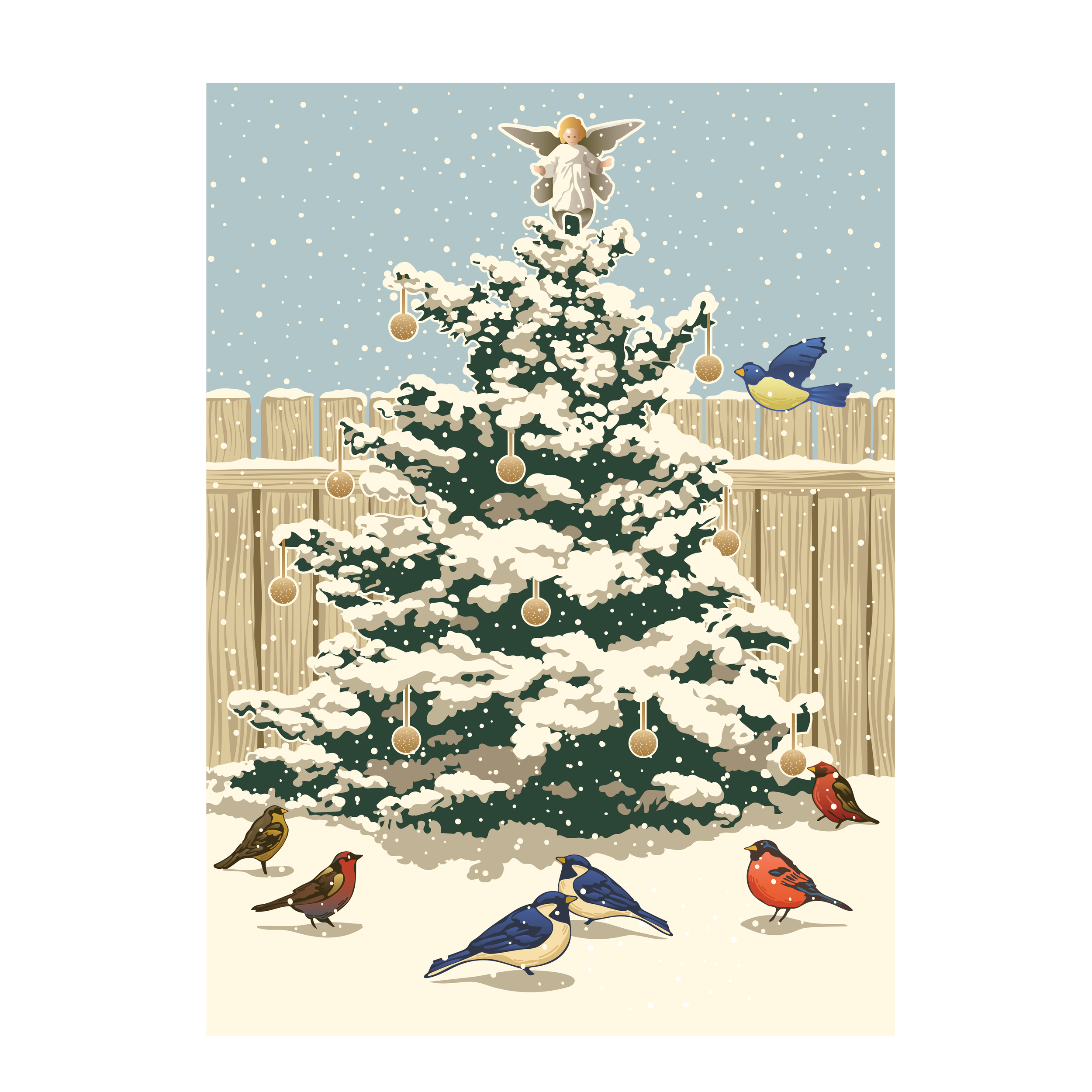 Guideposts Magazine - Snowy Christmas tree with birds