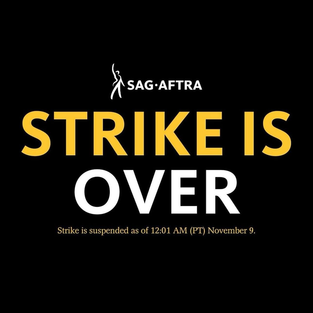 TENTATIVE AGREEMENT REACHED. THE&nbsp;#SagAftraStrike&nbsp;IS OVER.#ThisIsWhy #SAGAFTRAstrong #SAGAFTRAstrike #Power2Performers