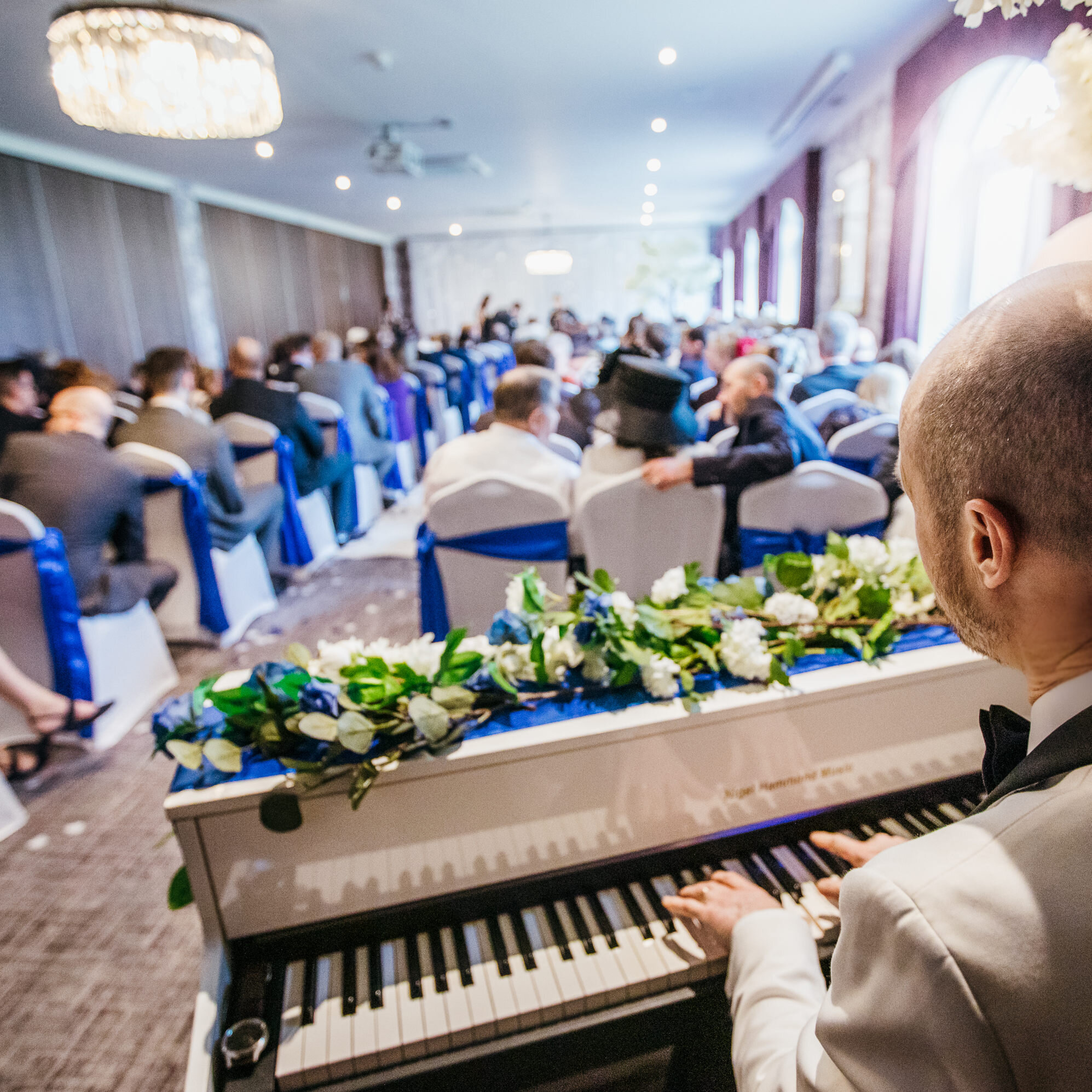 Nigel+Mobile Piano at Wedding Ceremony