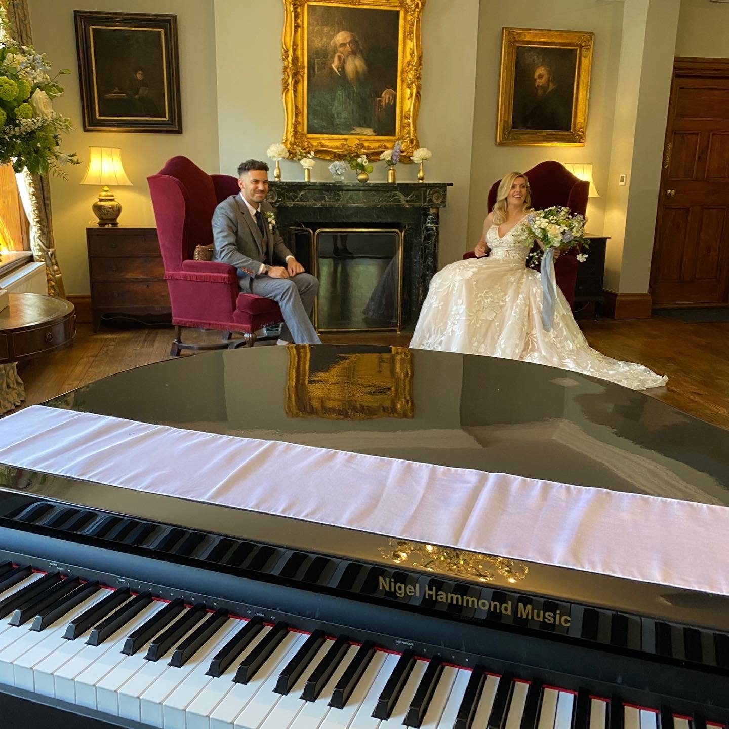 Nigel's Mobile Baby Grand Piano at Plum Park Manor Photoshoot