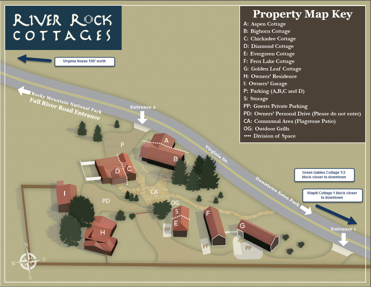 River Rock Cottages Lodging And Vacation Rentals Property Map
