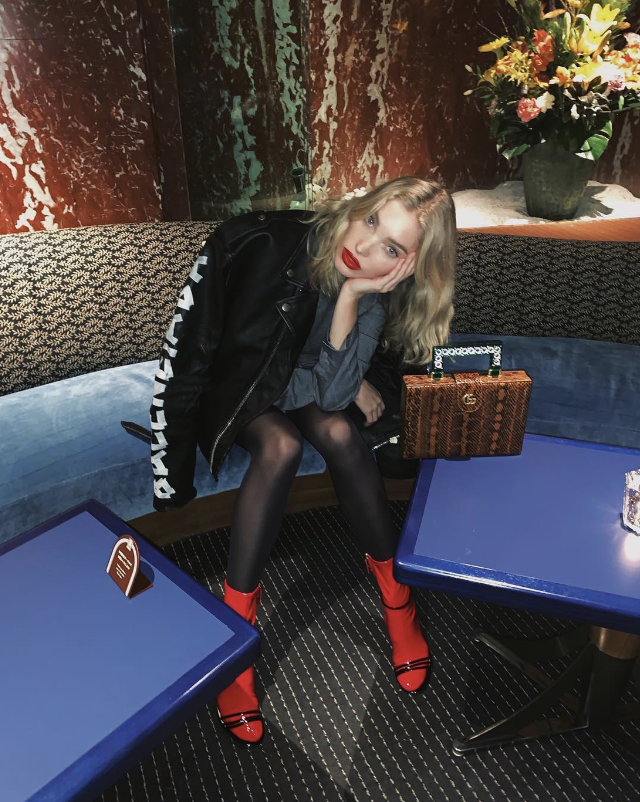 Elsa Hosk in Balenciaga and Gucci