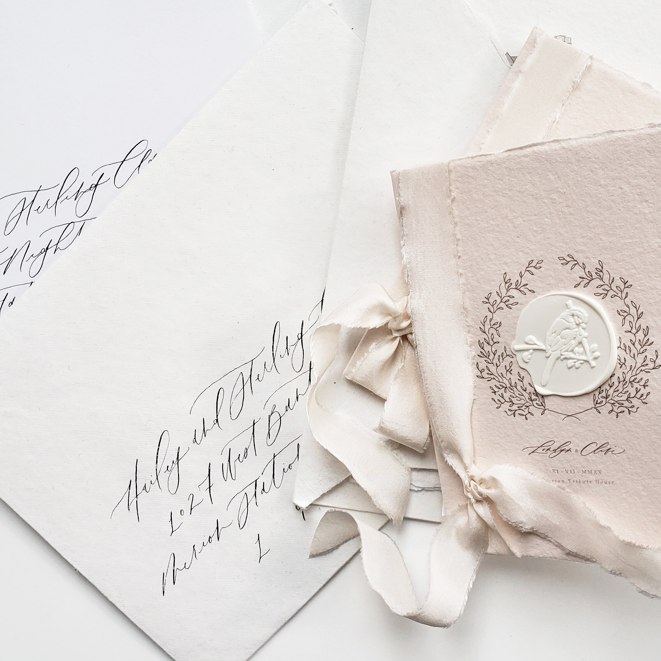 Modern Calligraphy Envelopes and Custom Handmade Paper Vowbooks | Custom Invitations | Krisanna Elizabeth Co.jpg