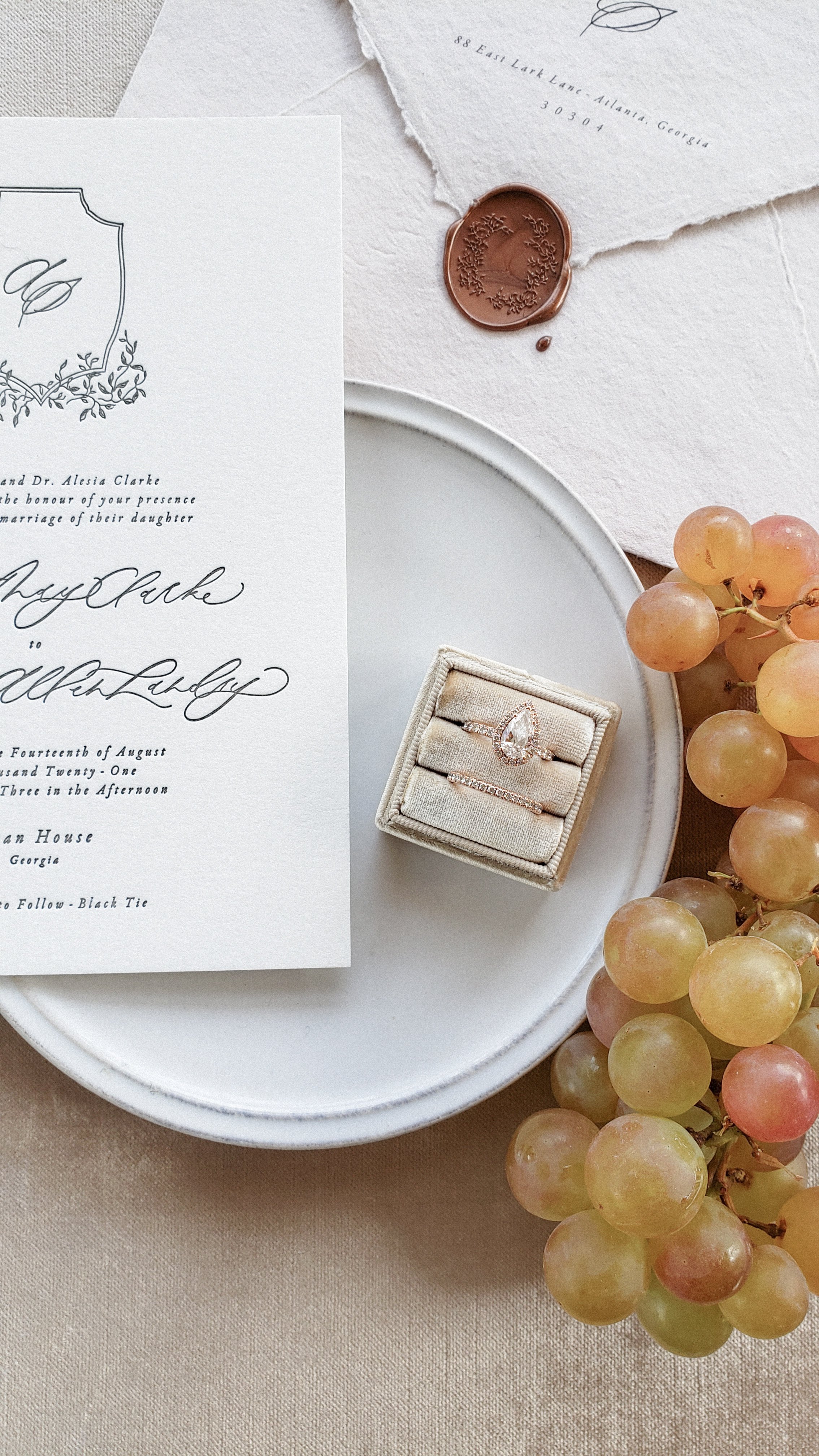 Elegant wedding invitation with letterpress printing and copper wax seal | Custom wedding invitations | Krisanna Elizabeth Co.jpg