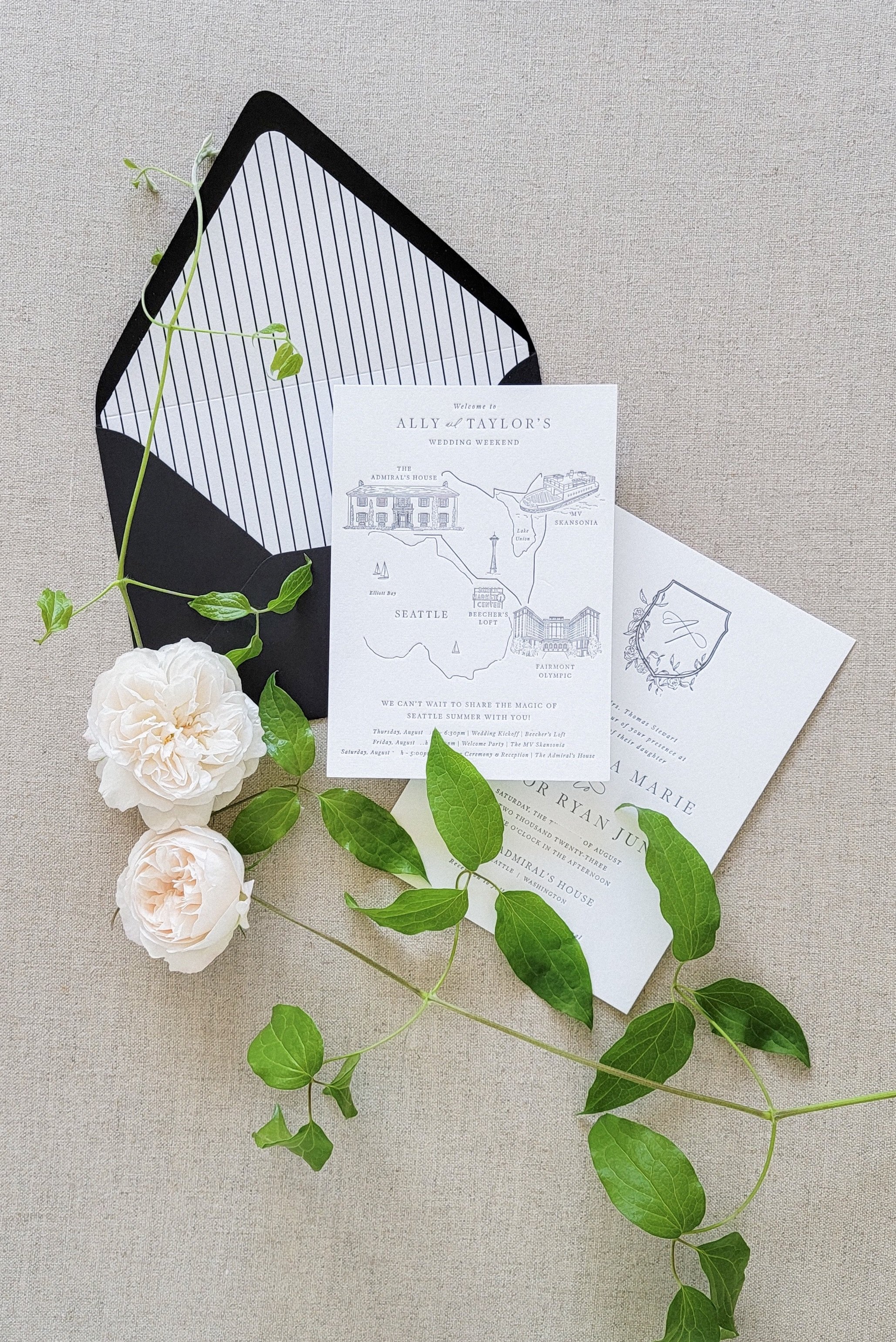 Modern chic invitations for a wedding at the Admirals House Seattle | Custom Wedding Invitations | Krisanna Elizabeth Co.jpg