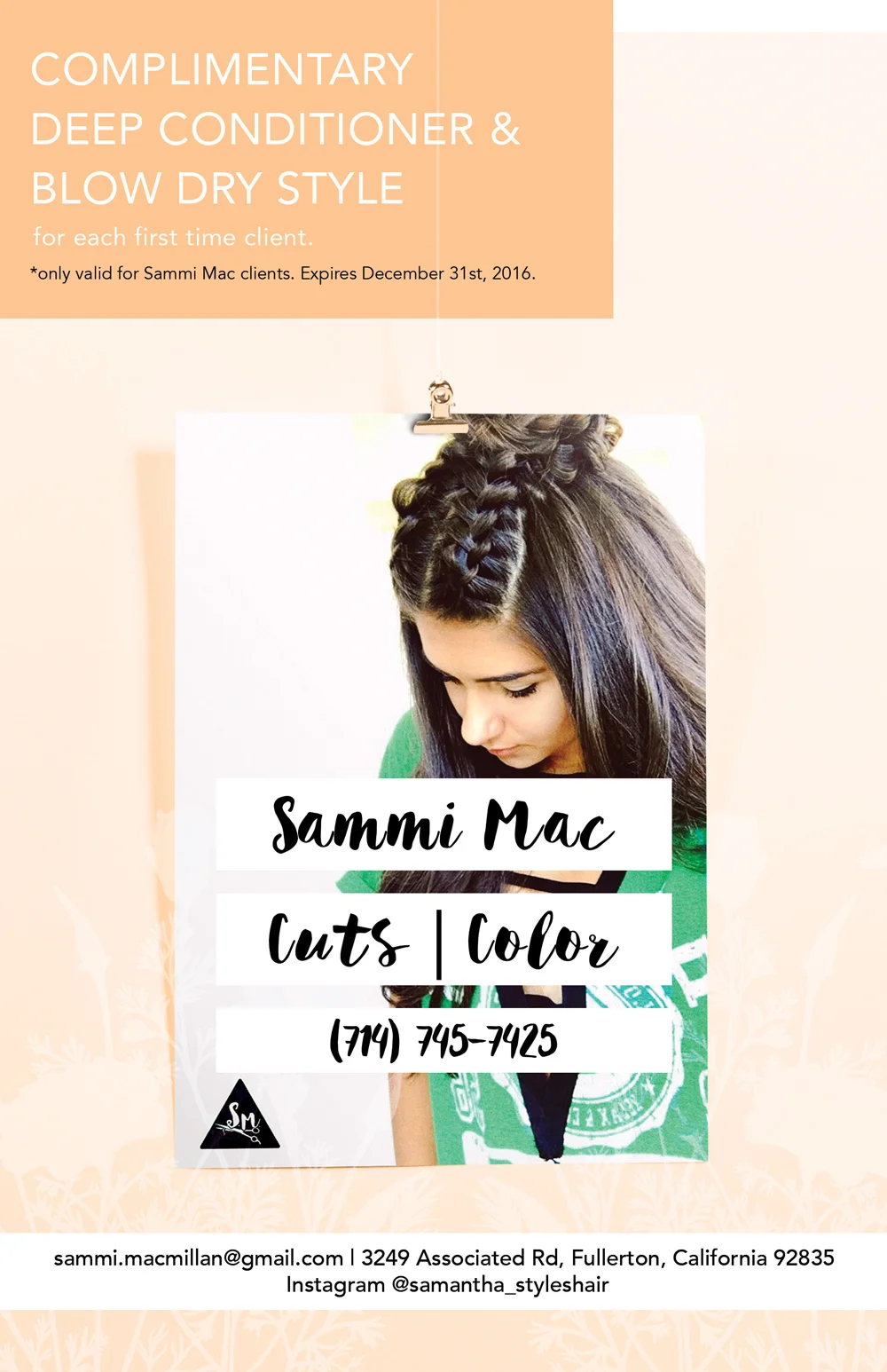 Sammi Mac Printed Flier Front