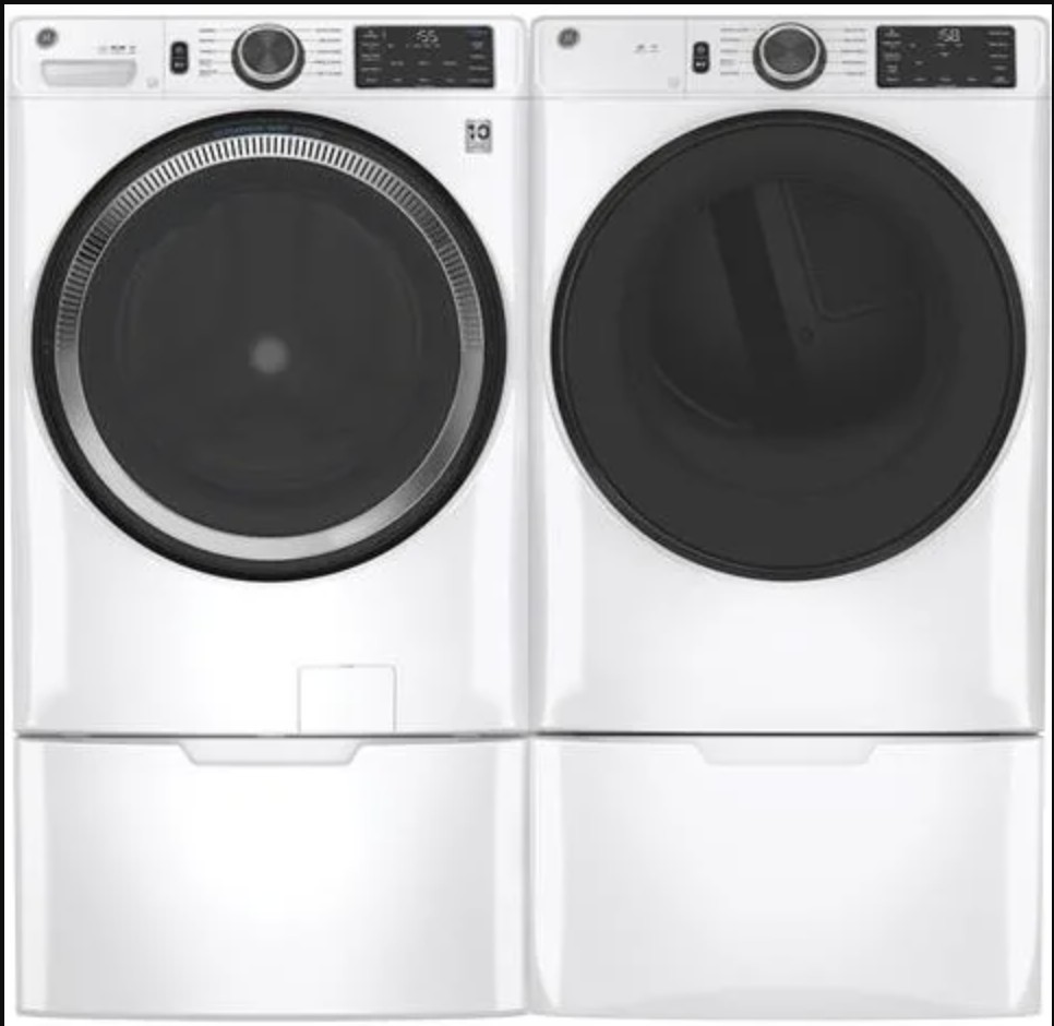 GFW550SSNWW &amp; GFD55GSSNWW GE Front-Load Washer and Gas Dryer