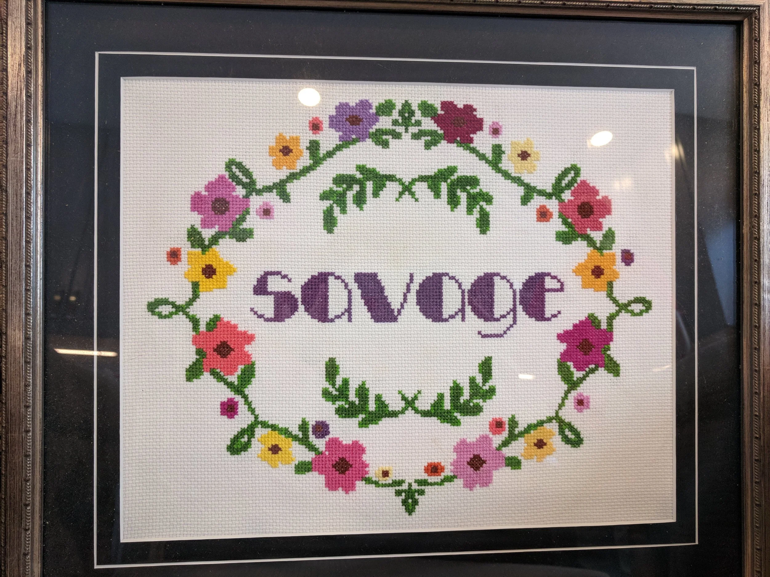 Sorry for the reflection off the pot lights in the kitchen. We don't actually have Savage hung yet so I was trying to find somewhere with good lighting... so no, Lily's bedroom does not have pot lights. 