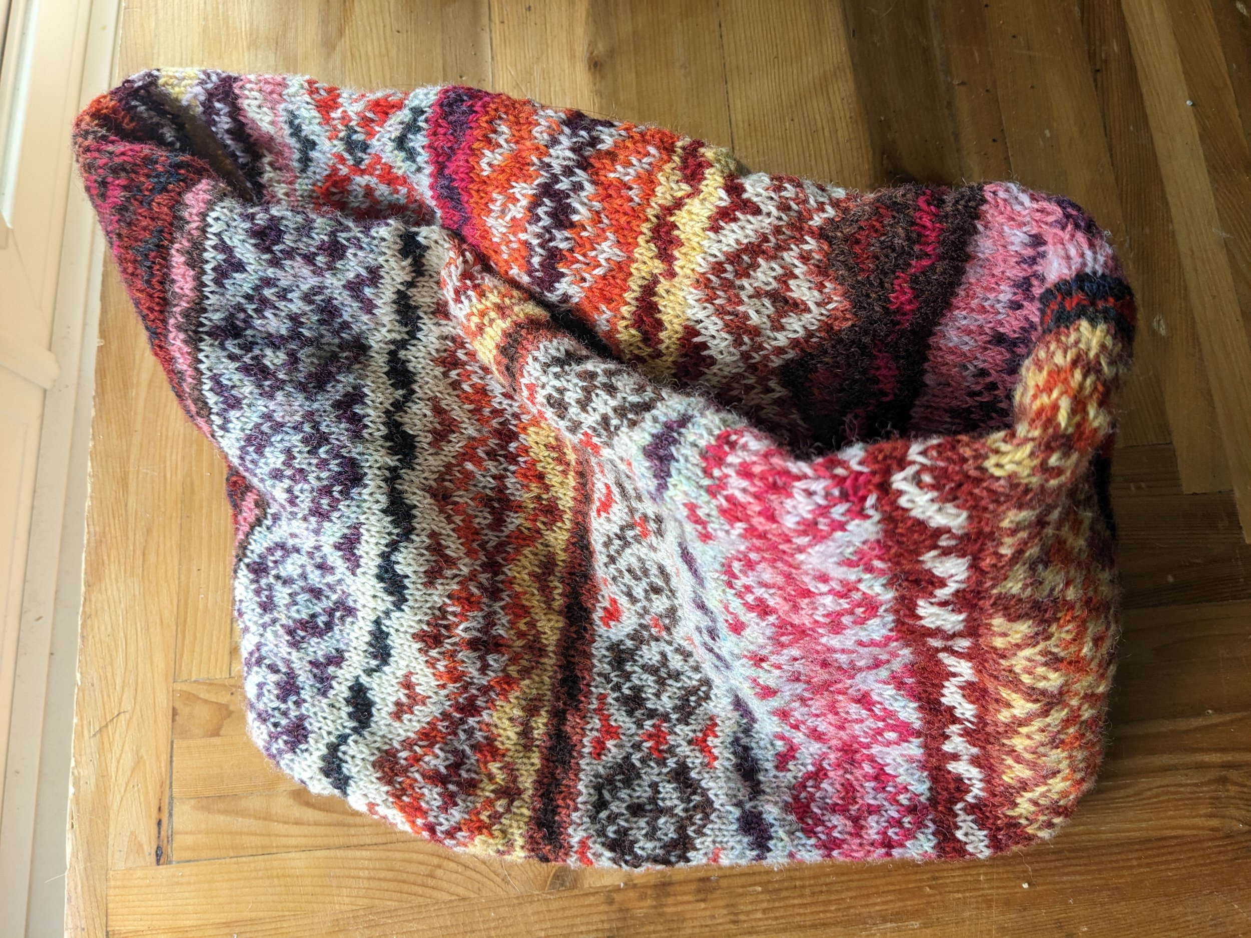 The beauty of combining mohair and a variegated yarn. First attempt at  mohair cardigan. : r/knitting