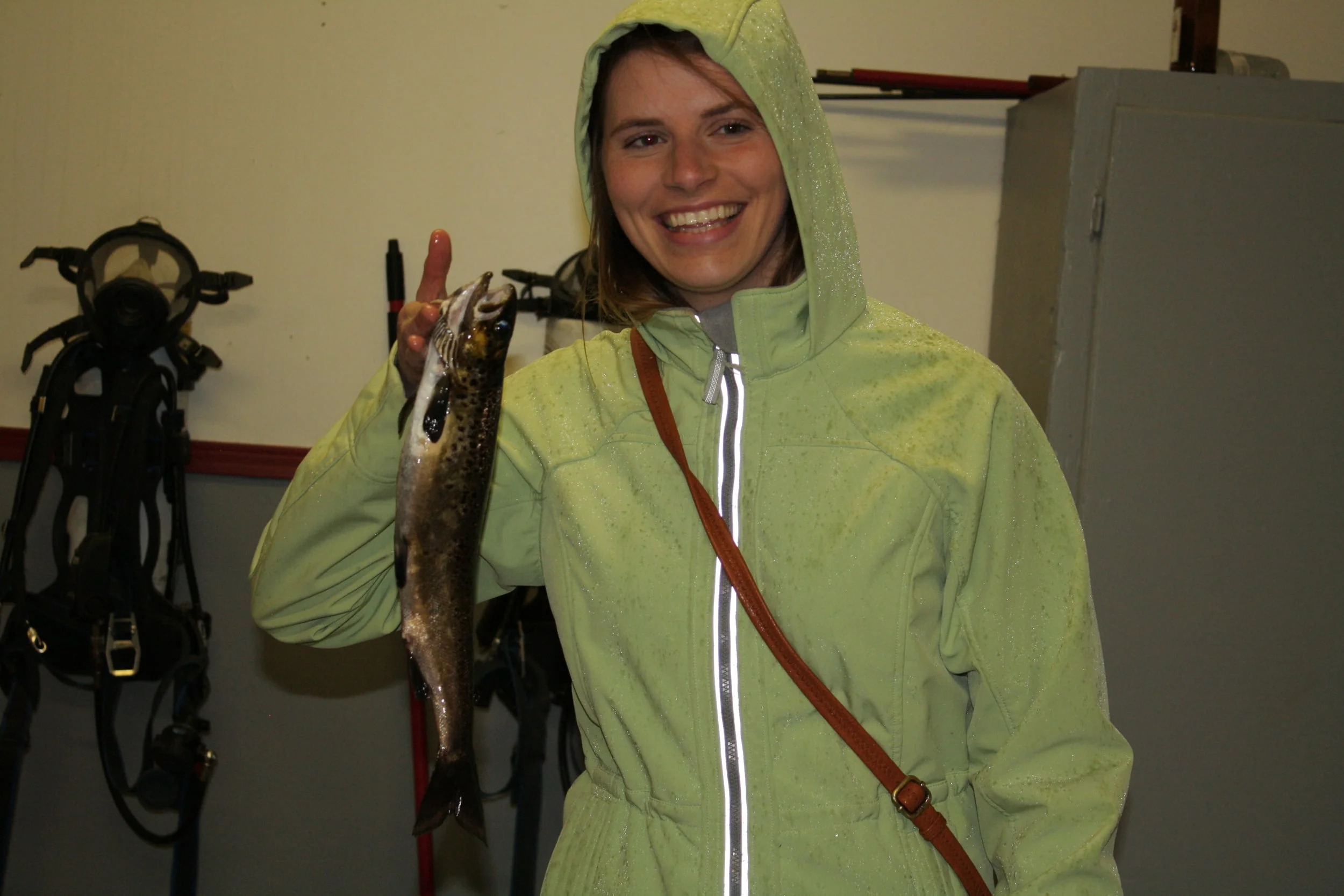 Jennifer brace holding her lovely catch!
