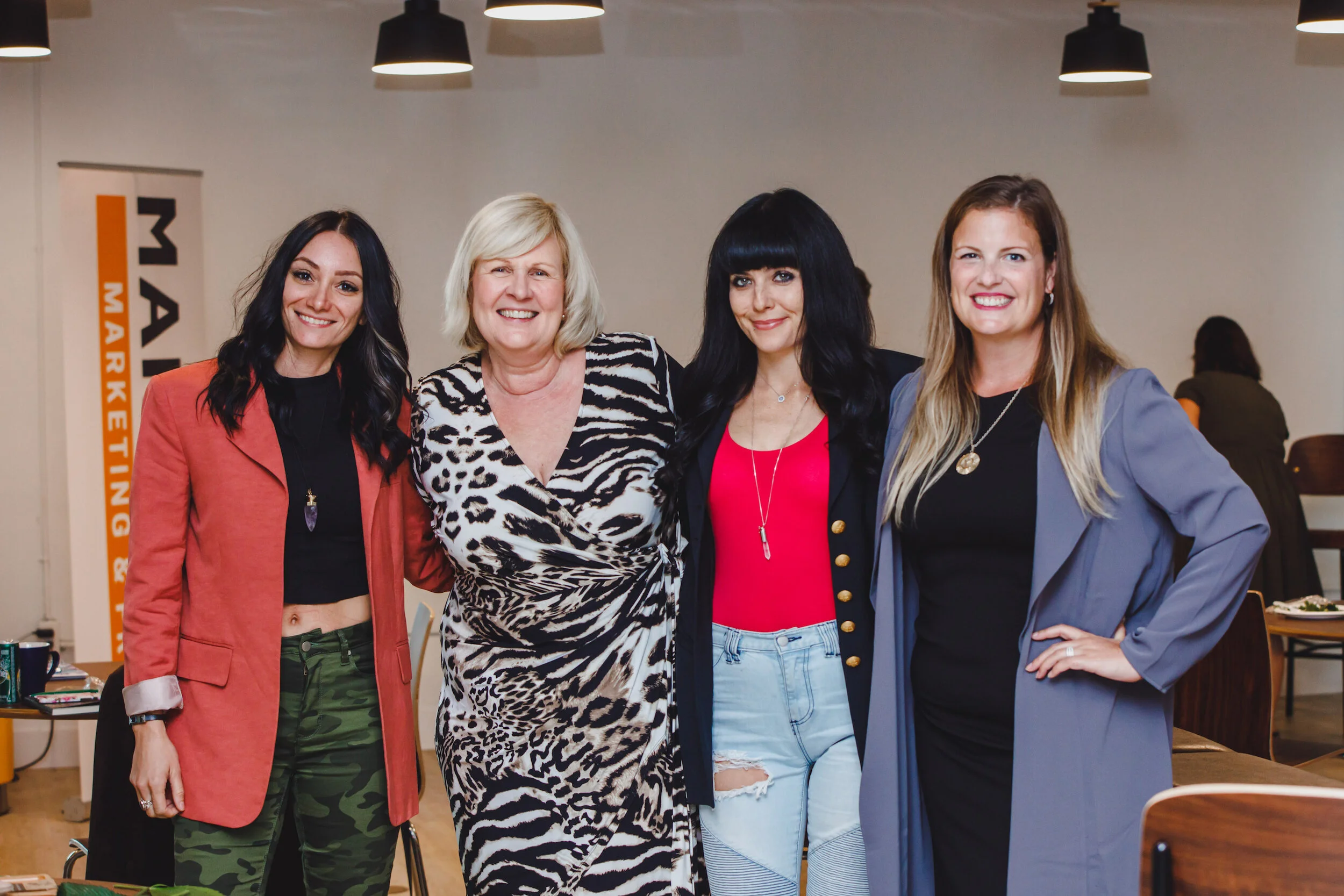 L- R Tijen Yalchin co- founder Earth Kisses Sky, Bridget Hoffer Co-founder Marigold Marketing & PR, Ashley Short, Co-Founder of Earth Kisses Sky and Katie Pringle Co-founder Marigold Marketing & PR