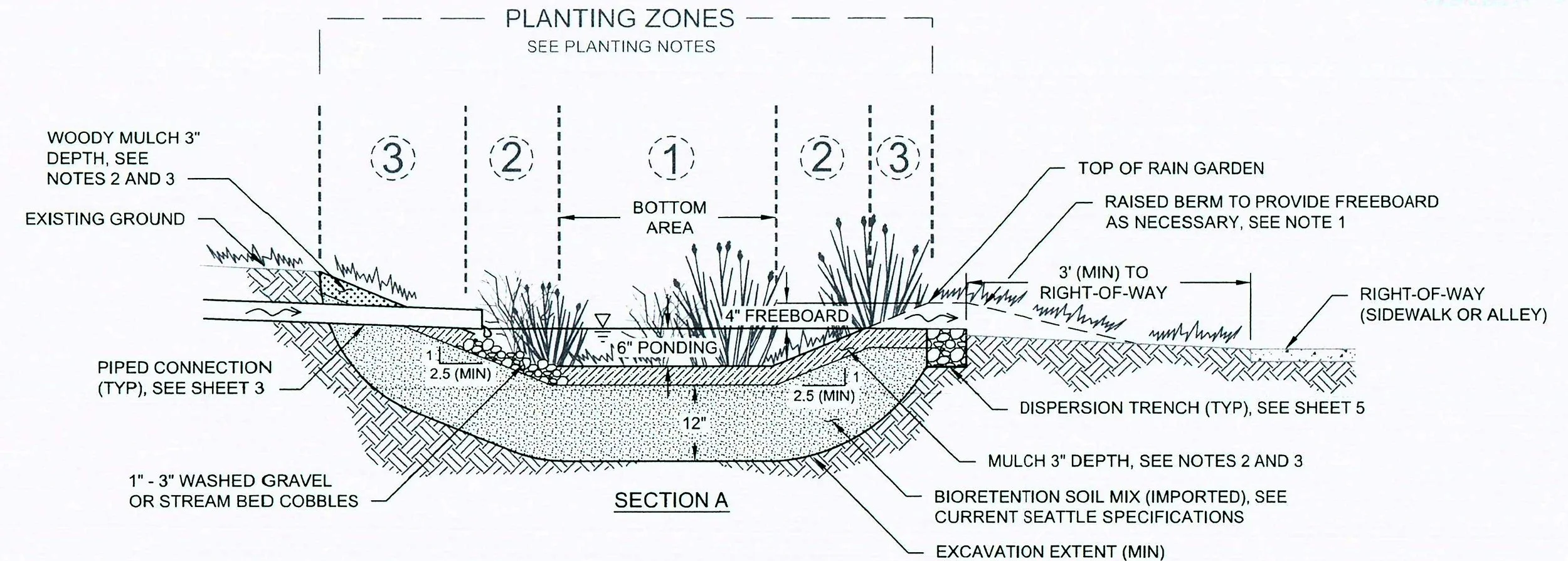 Rain Garden Section Detail