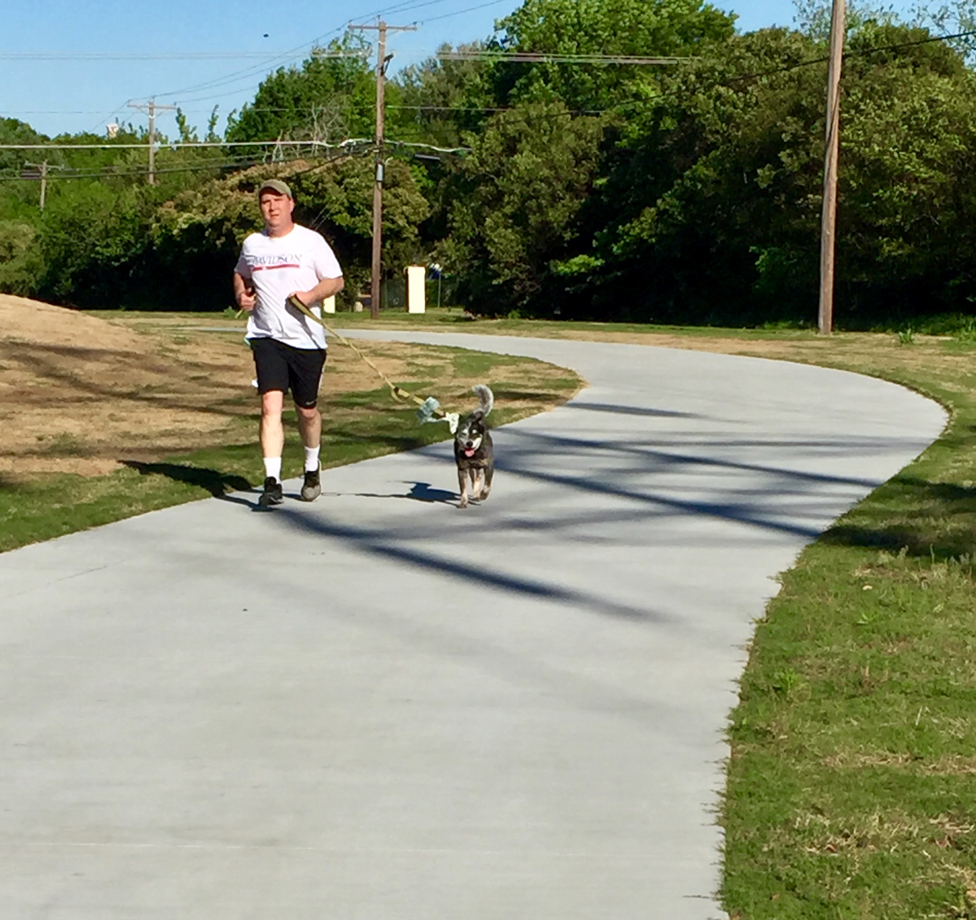 Cookie out for a jog on the Trail