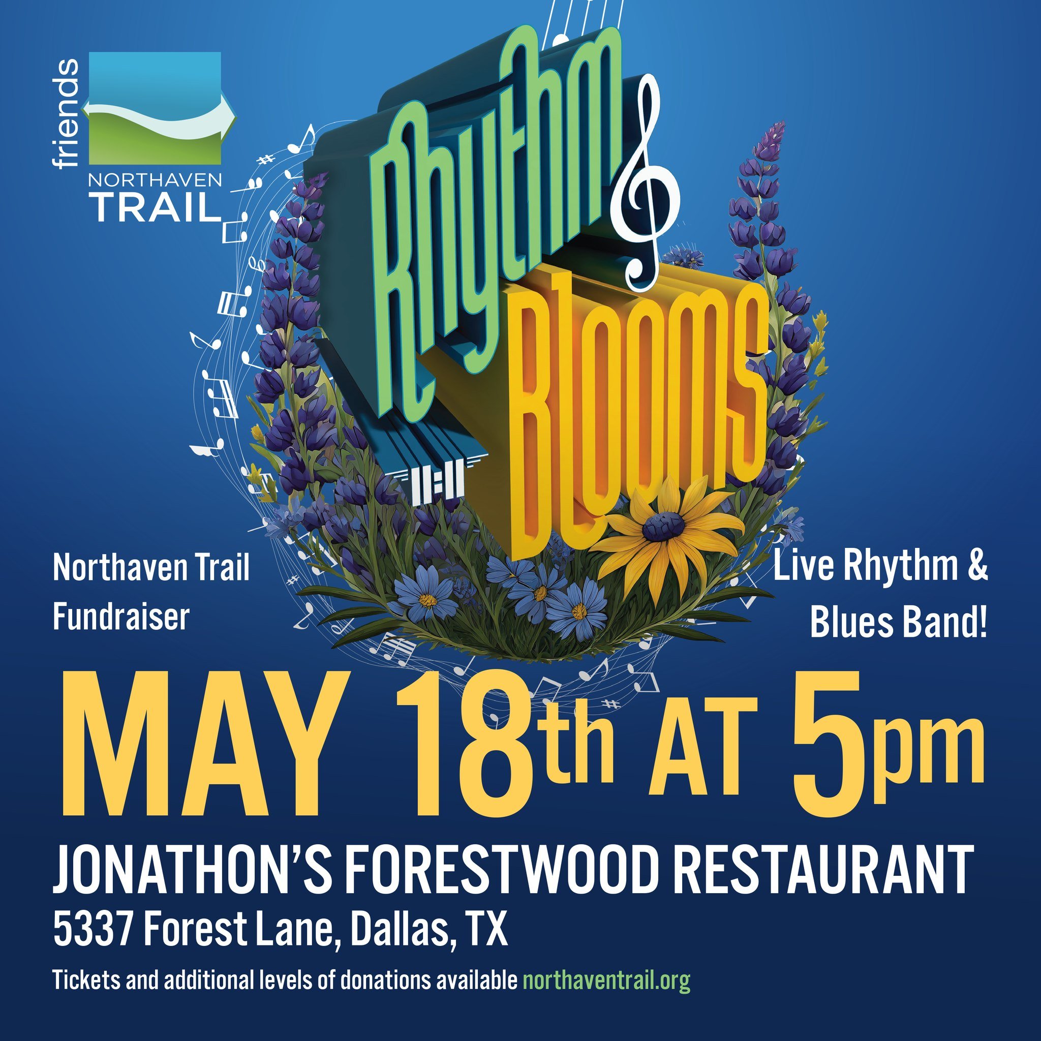 Join us for our first adults only fundraiser featuring live music and free appetizers. Cash bar. Get your tickets today! (link in bio) https://northaventrail.org/events/2024/5/18/rhythm-and-blooms
