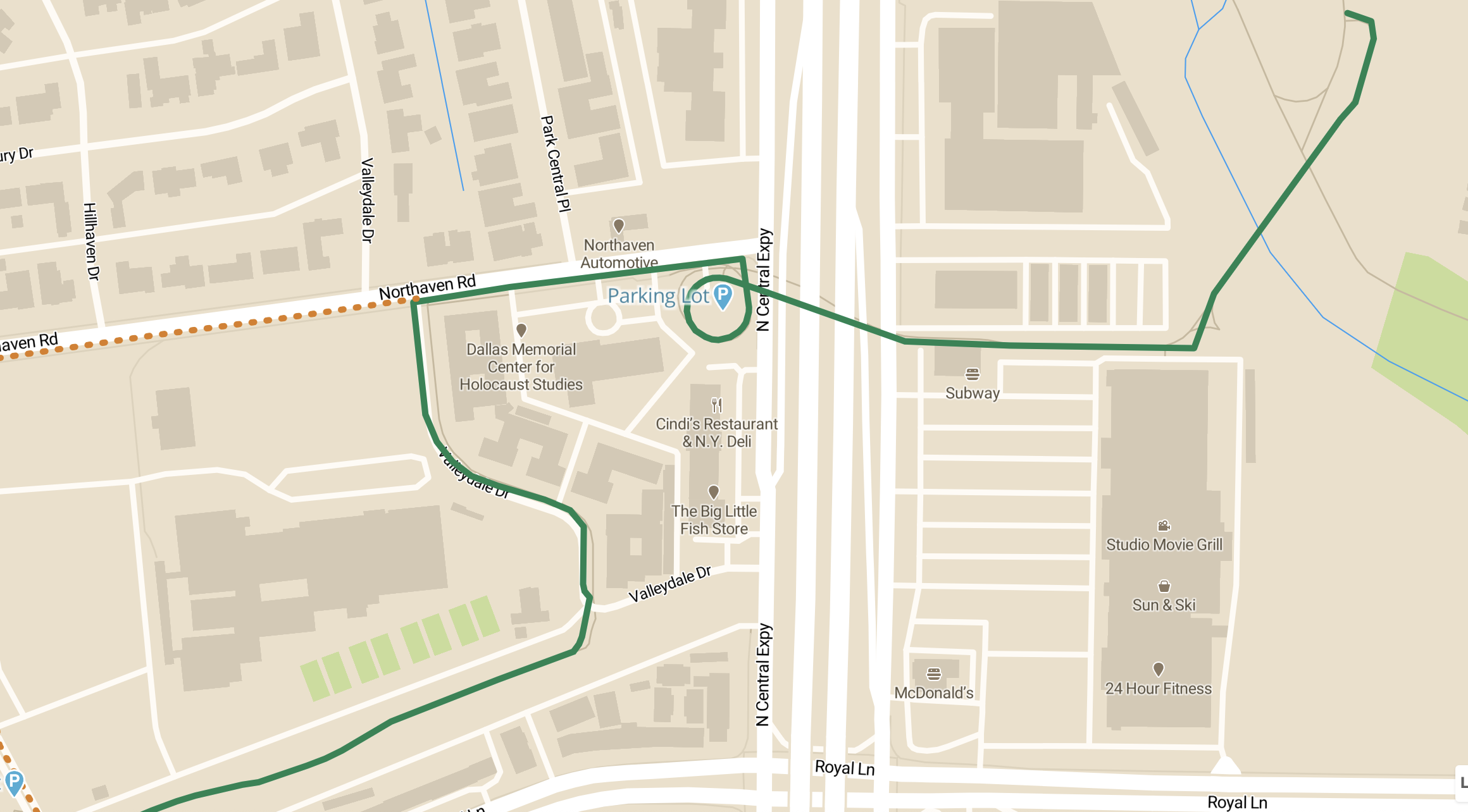 Northaven Trail Central Expressway Access Point Map