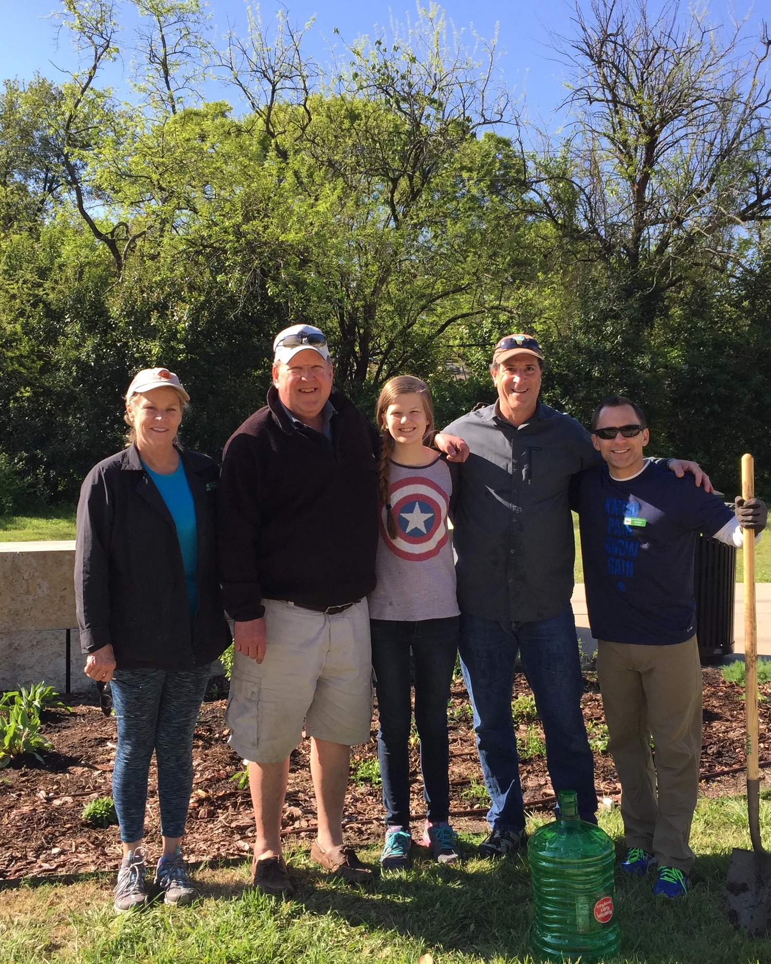 Volunteers working on a garden