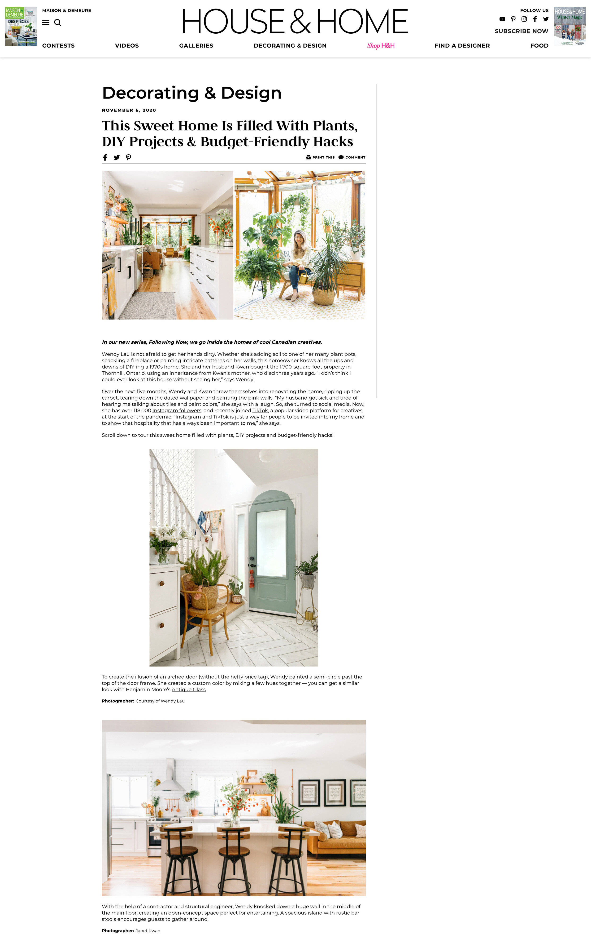 Feature: House & Home Magazine x The Kwendy Home