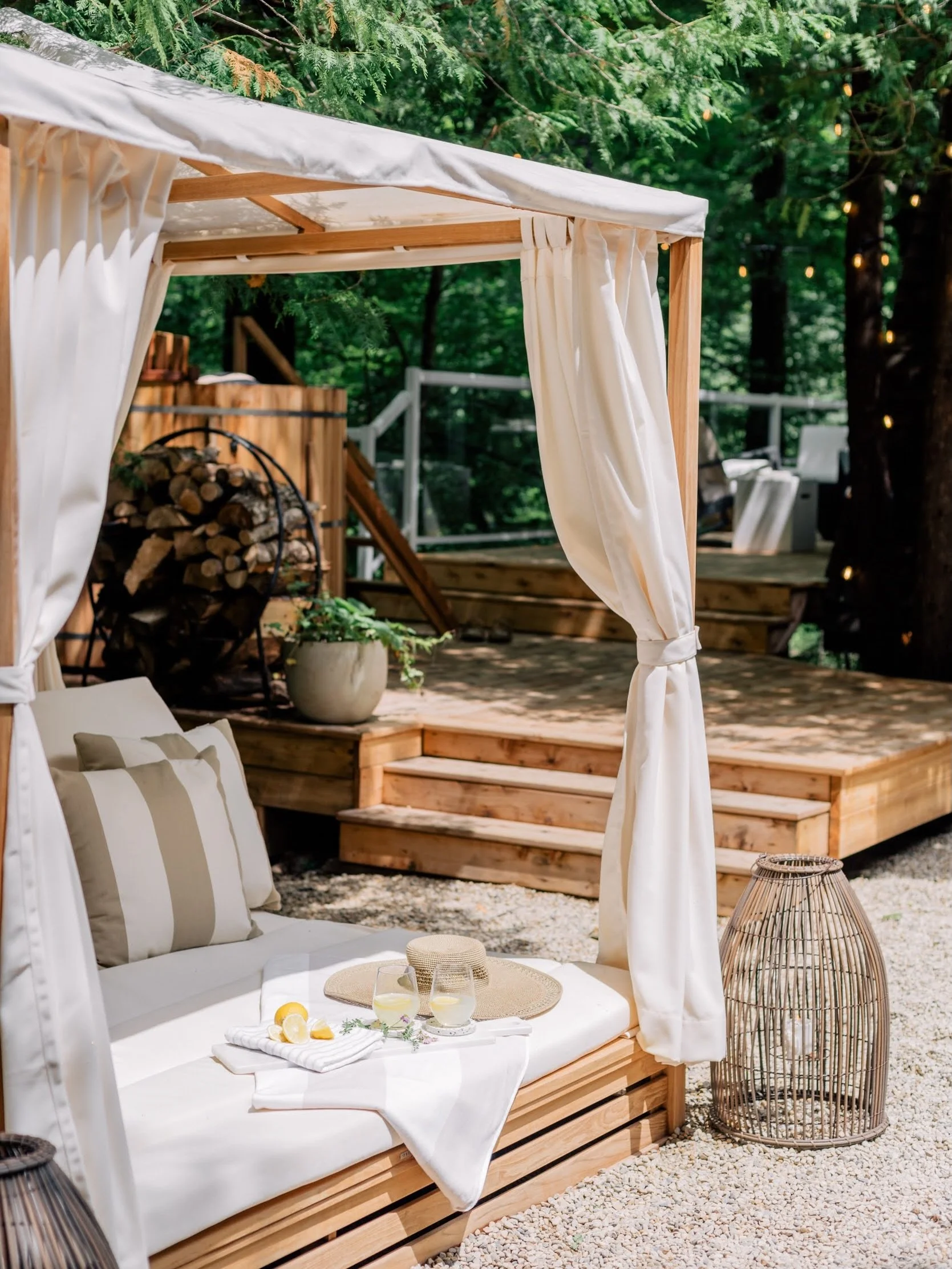 Canopy naps on a beautiful summer day. Having a canopy in your own backyard means you don&rsquo;t have to go to the pool early to reserve one 🤭

And if you&rsquo;re looking for a cute A-frame this summer, check out @backtothecabin. They have an outd