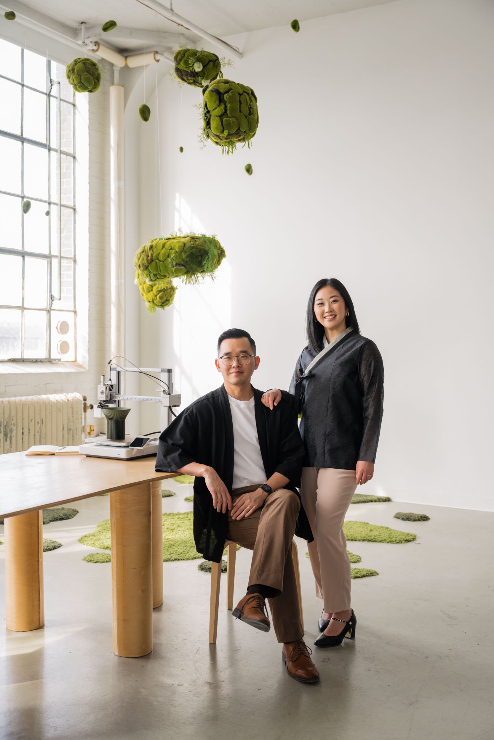 A portrait of the husband and wife team behind Sonnihaus, a Canadian 3D printing company for home decor and planters