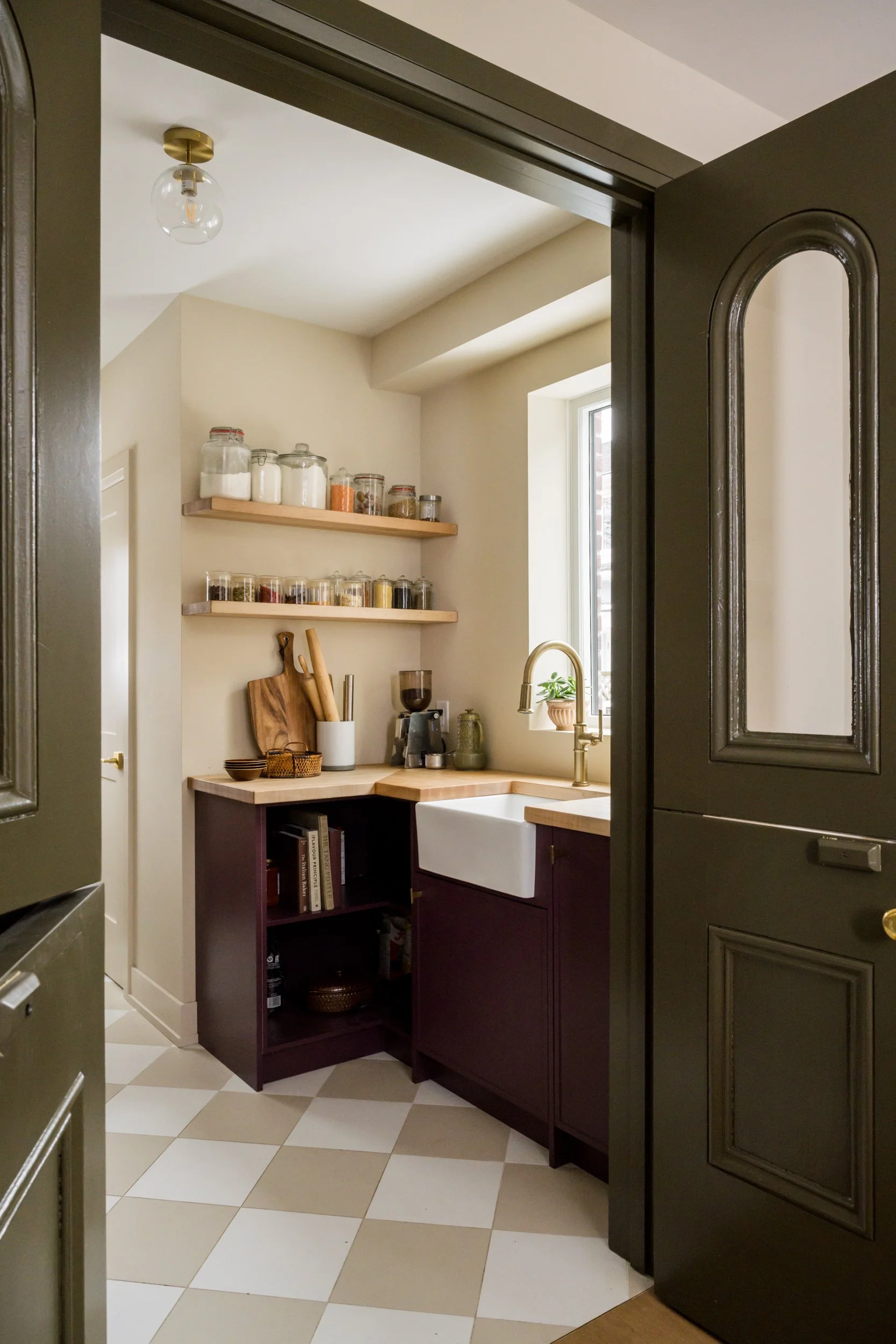 Close up of pantry with Dutch doors fully open