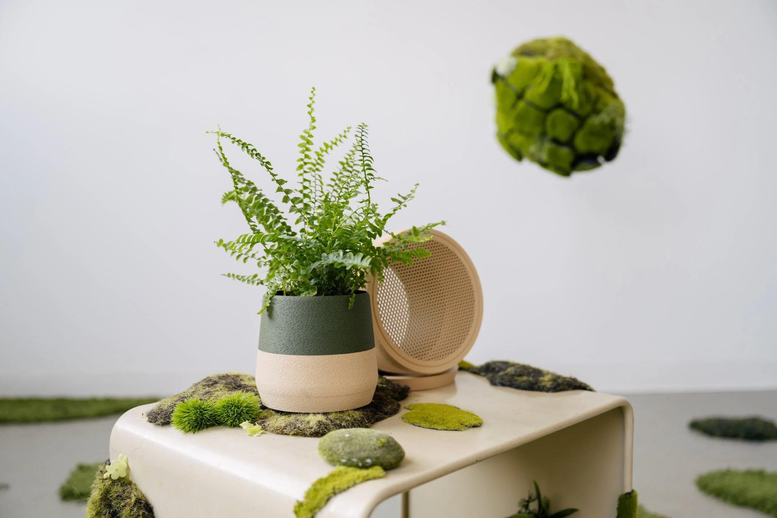 A Sonnihaus planter with one of the drip tray removed to show the honeycomb grid at the bottom of the planter.