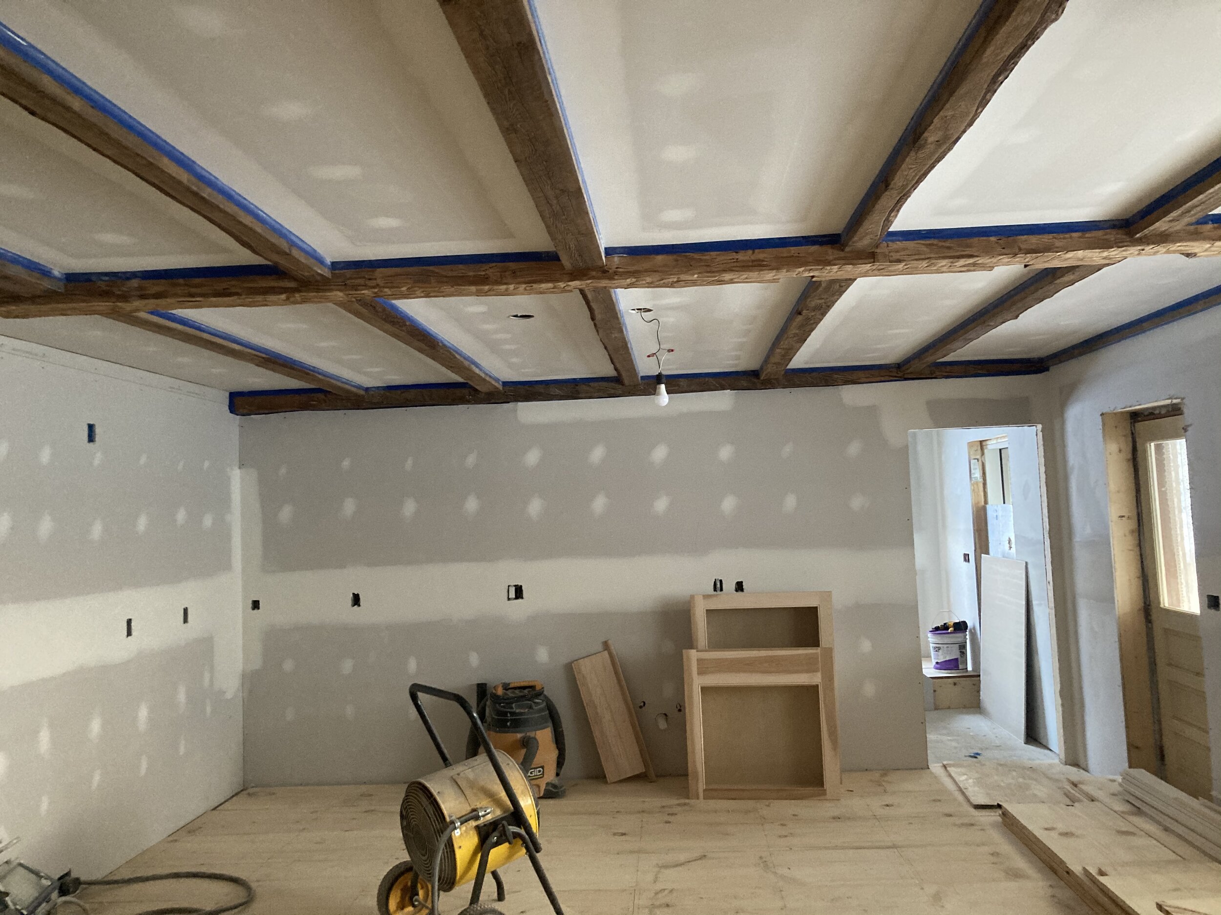  Beams exposed, drywall nearing completion, check back for more 