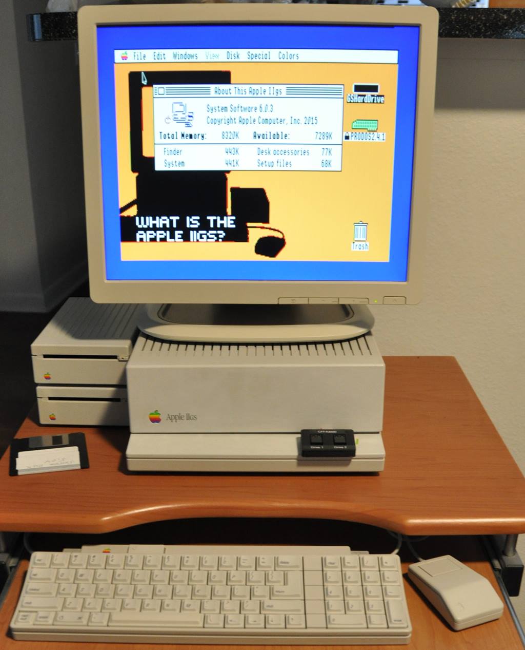 Apple IIGS with an HP 17" DVI monitor that was painted to match the classic Apple IIGS color