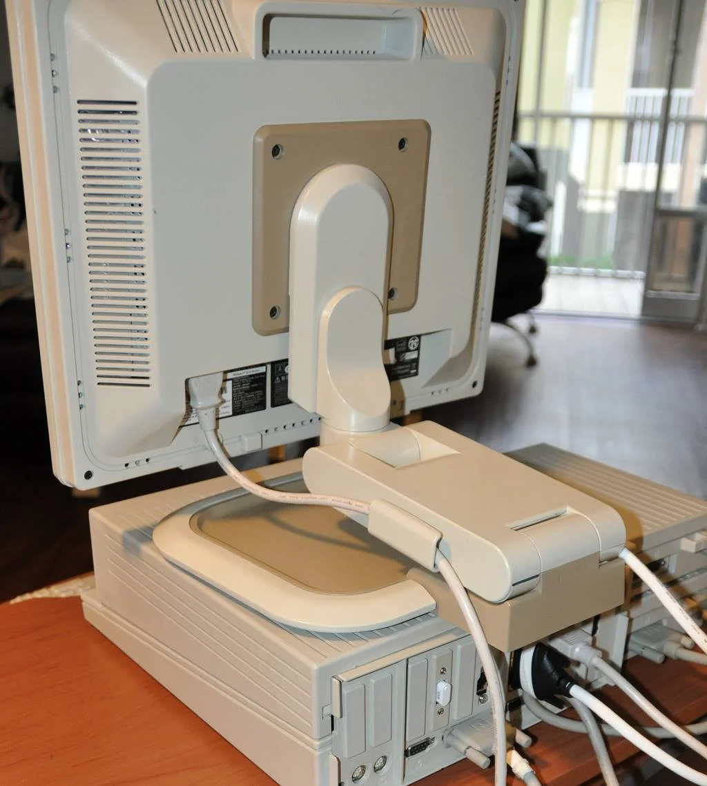 Apple IIGS with an HP 17" DVI monitor that was painted to match the classic Apple IIGS color rear view