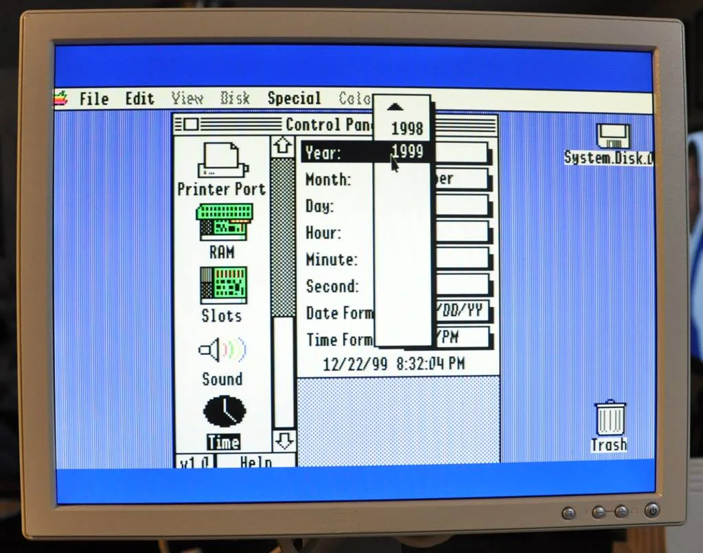 Apple IIGS with date set at 12/22/99. This was the max date for the original OS