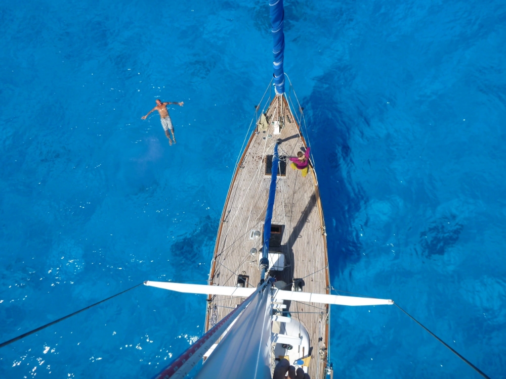 from the top of the mast at beveridge reef aboard compass rosey - last sailboat we crewed on to tonga.jpg.JPG