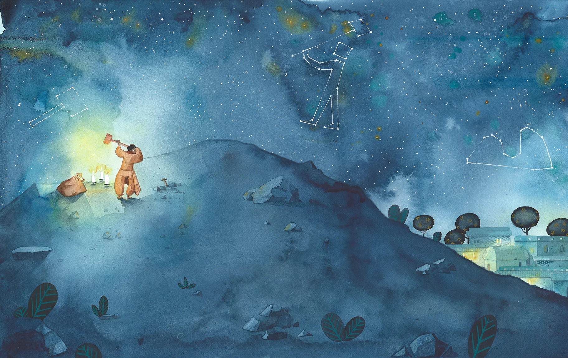 Manjhi Moves a Mountain, illustrated by Danny Popovici